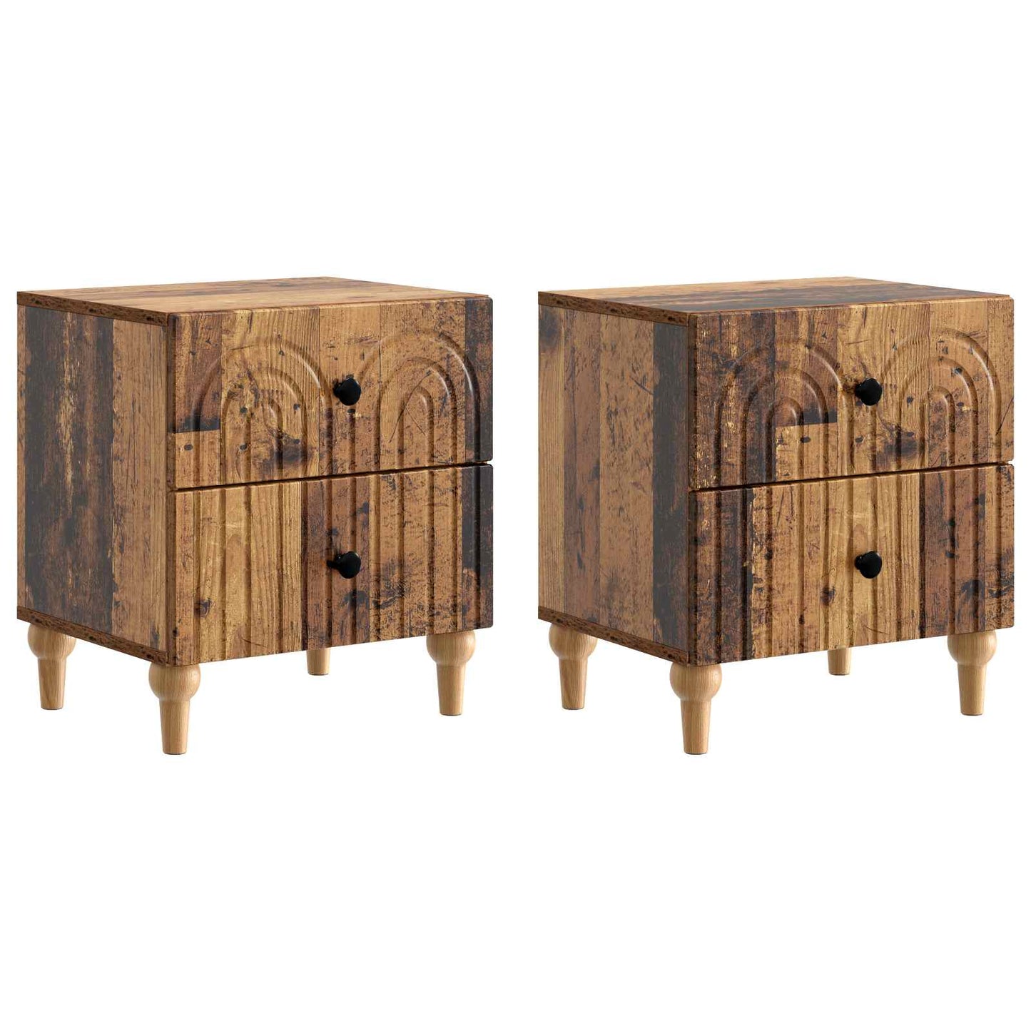 Bedside Cabinet with Drawer 2 pcs Old Wood 43 x 34.5 x 48 cm