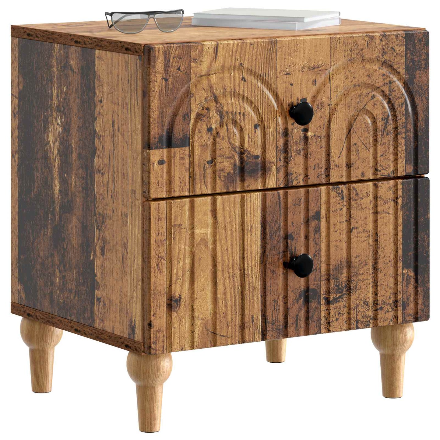 Bedside Cabinet with Drawer 2 pcs Old Wood 43 x 34.5 x 48 cm