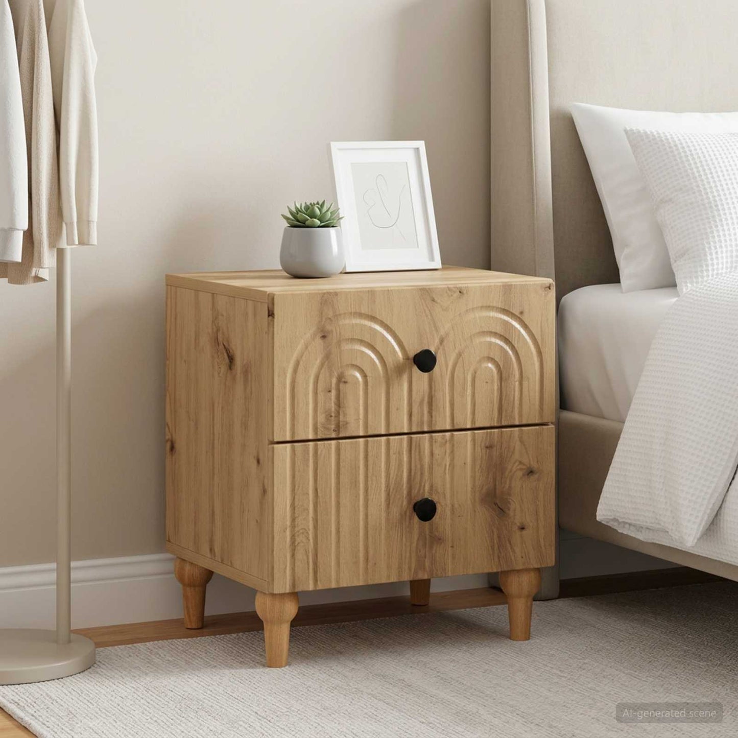 Bedside Cabinet with Drawer 2 pcs Artisan Oak 43 x 34.5 x 48 cm
