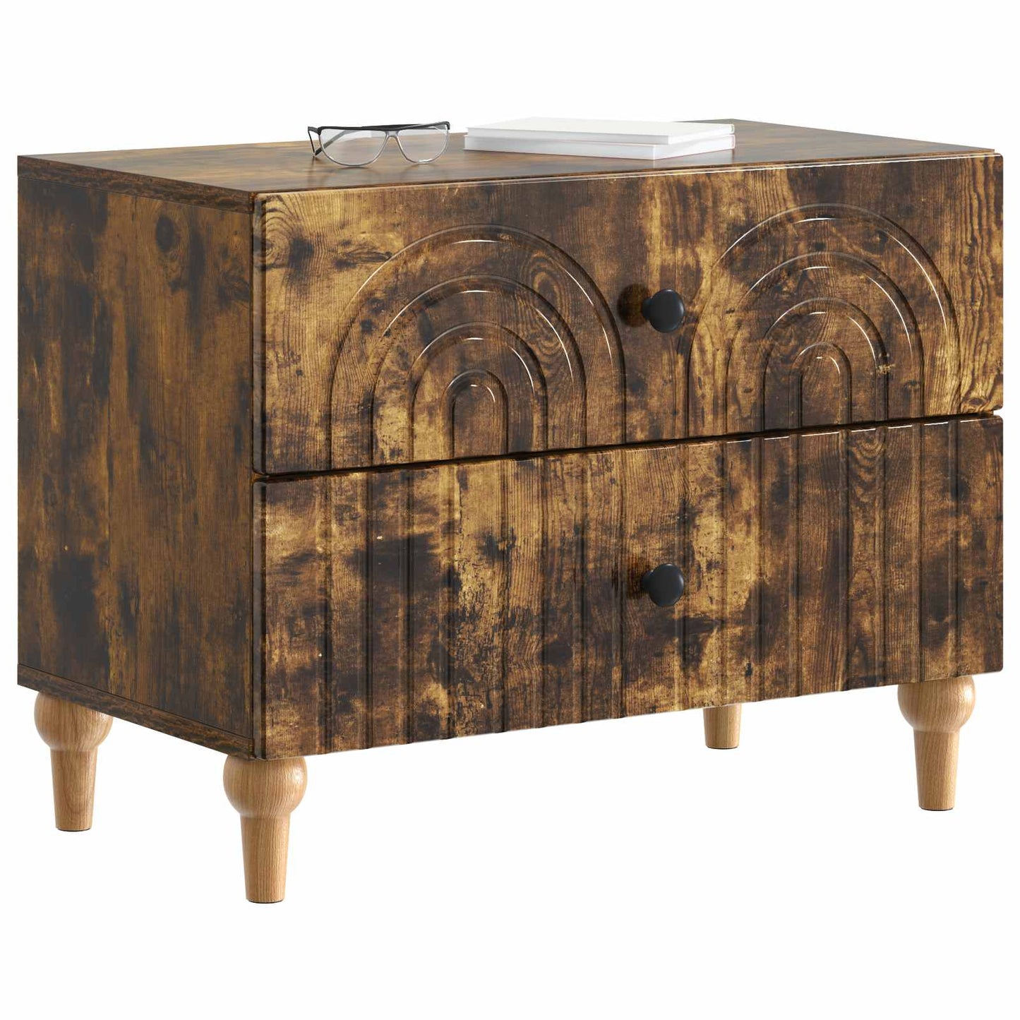 Bedside Cabinet Smoked Oak 62 x 34.5 x 48 cm Engineered Wood