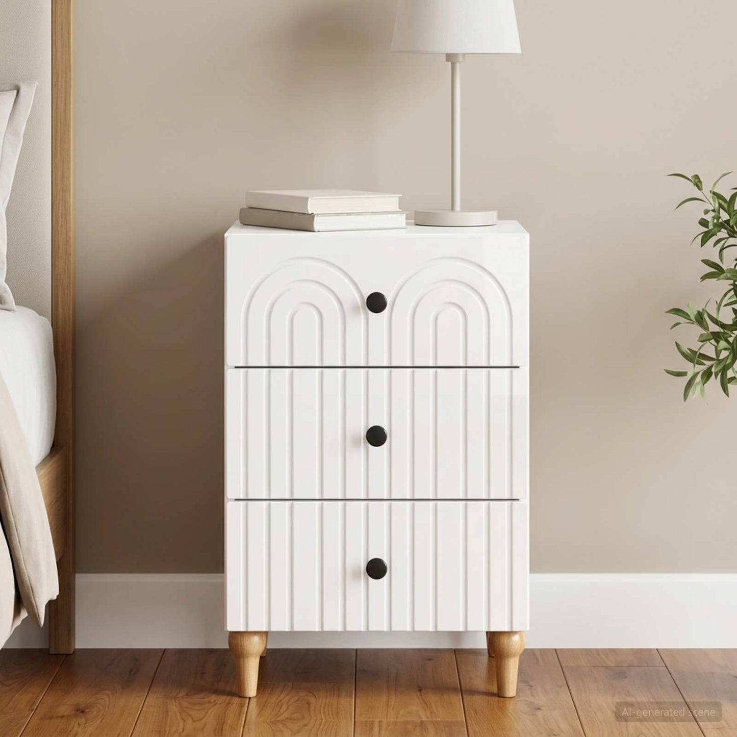 Bedside Cabinet with Drawer High Gloss White 43x 41 x 66.5 cm