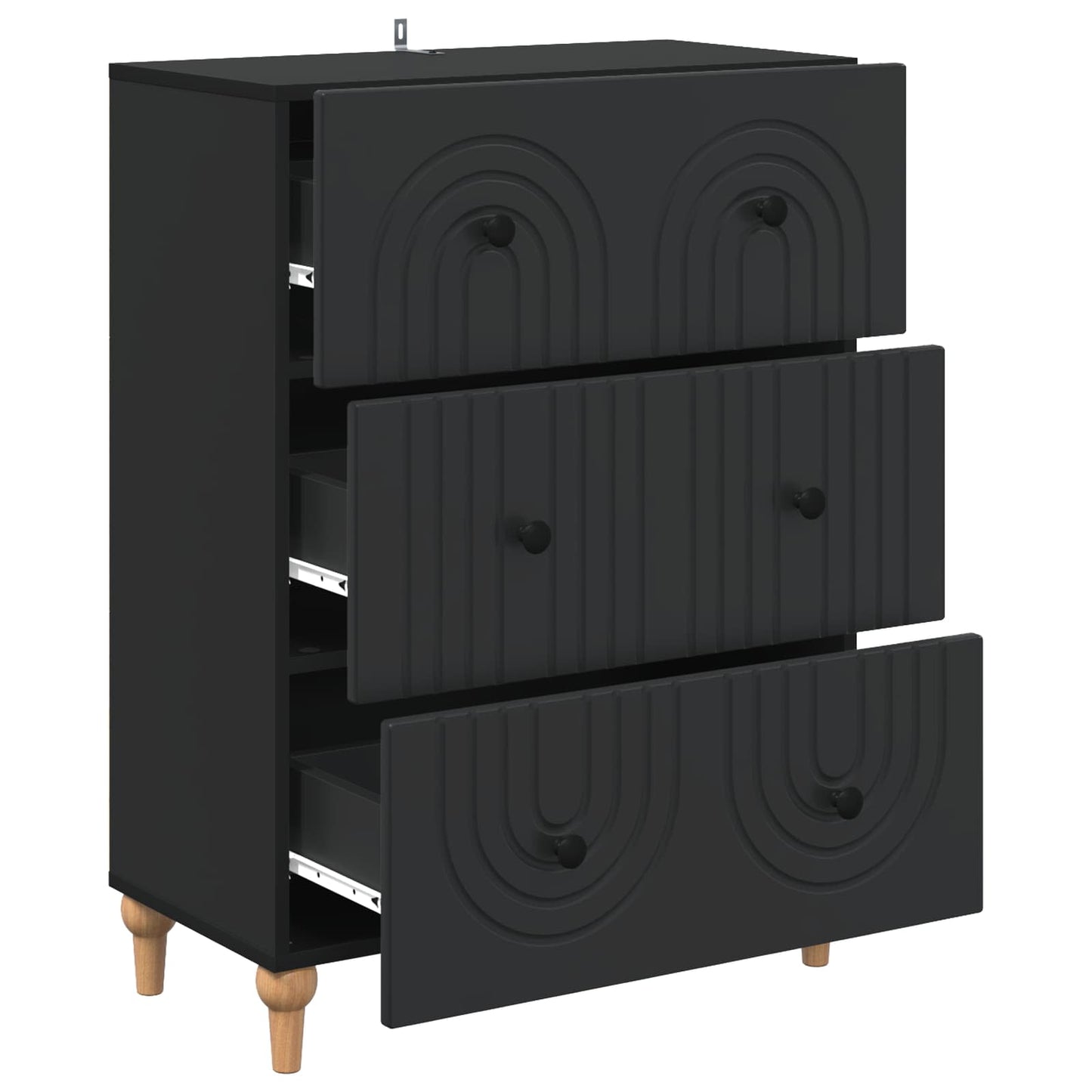 Drawer Cabinet Black 66 x 34.5 x 90 cm Engineered Wood