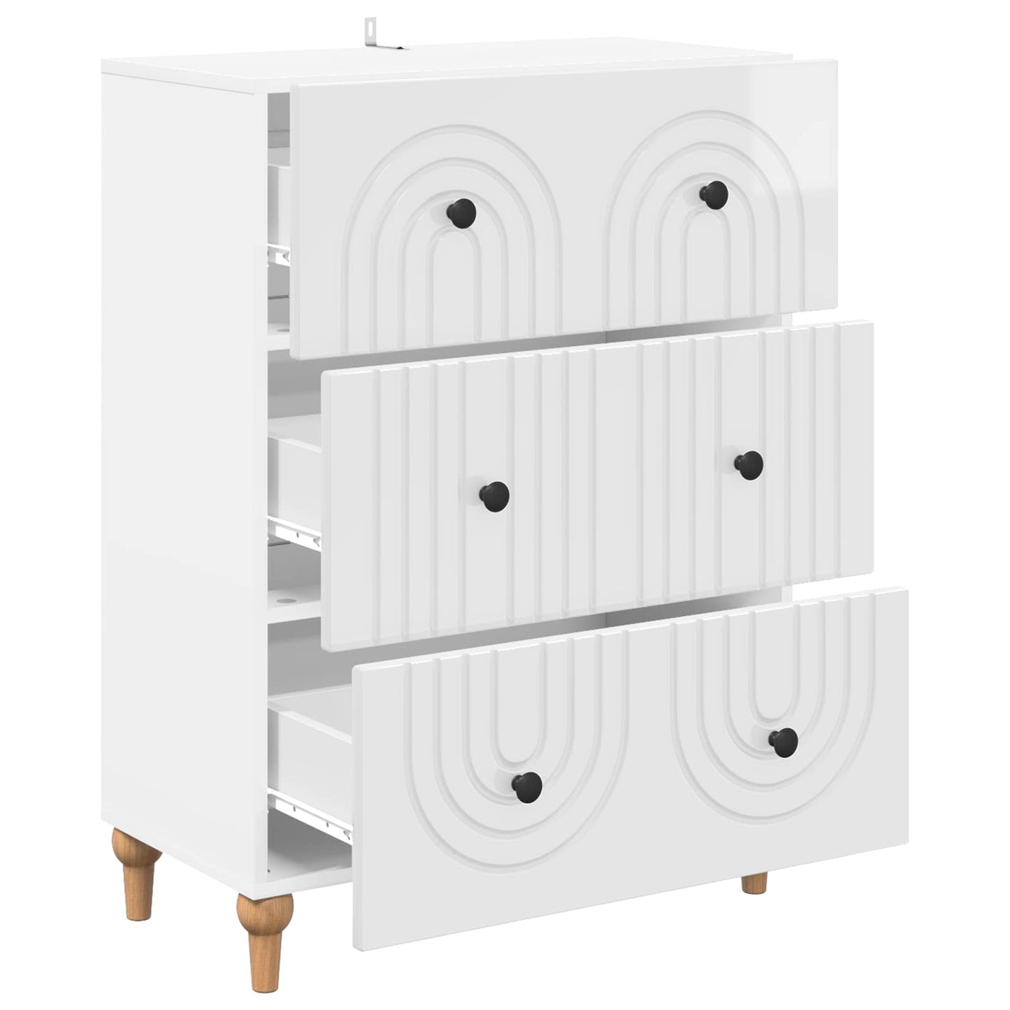 Drawer Cabinet High Gloss White 66 x 34.5 x 90 cm