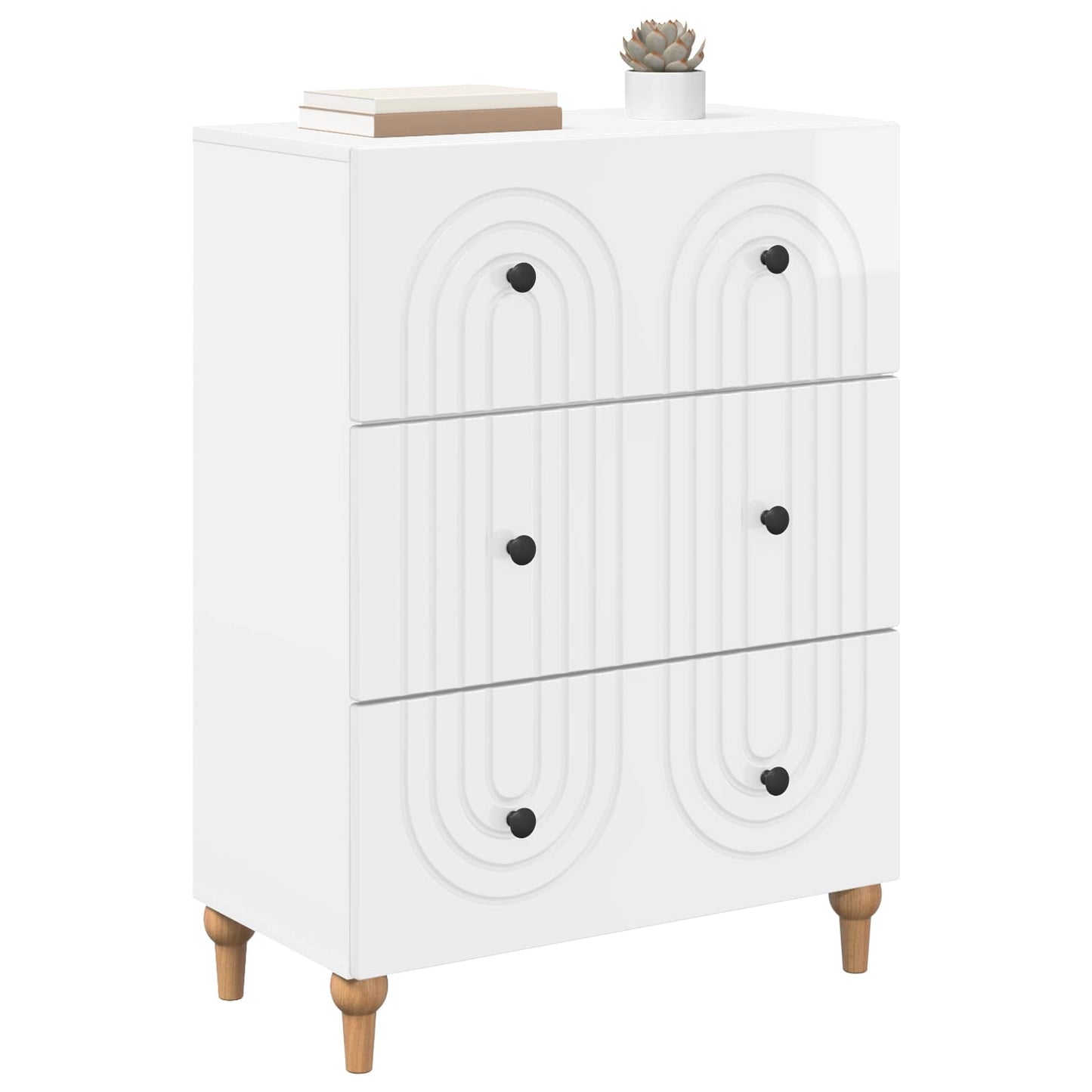 Drawer Cabinet High Gloss White 66 x 34.5 x 90 cm