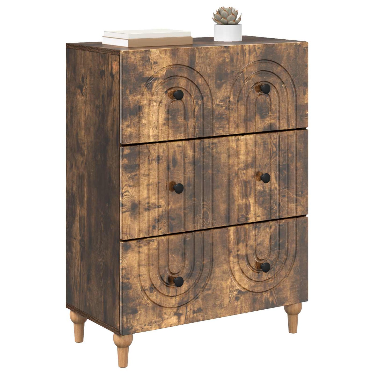 Drawer Cabinet Smoked Oak 66 x 34.5 x 90 cm Engineered Wood
