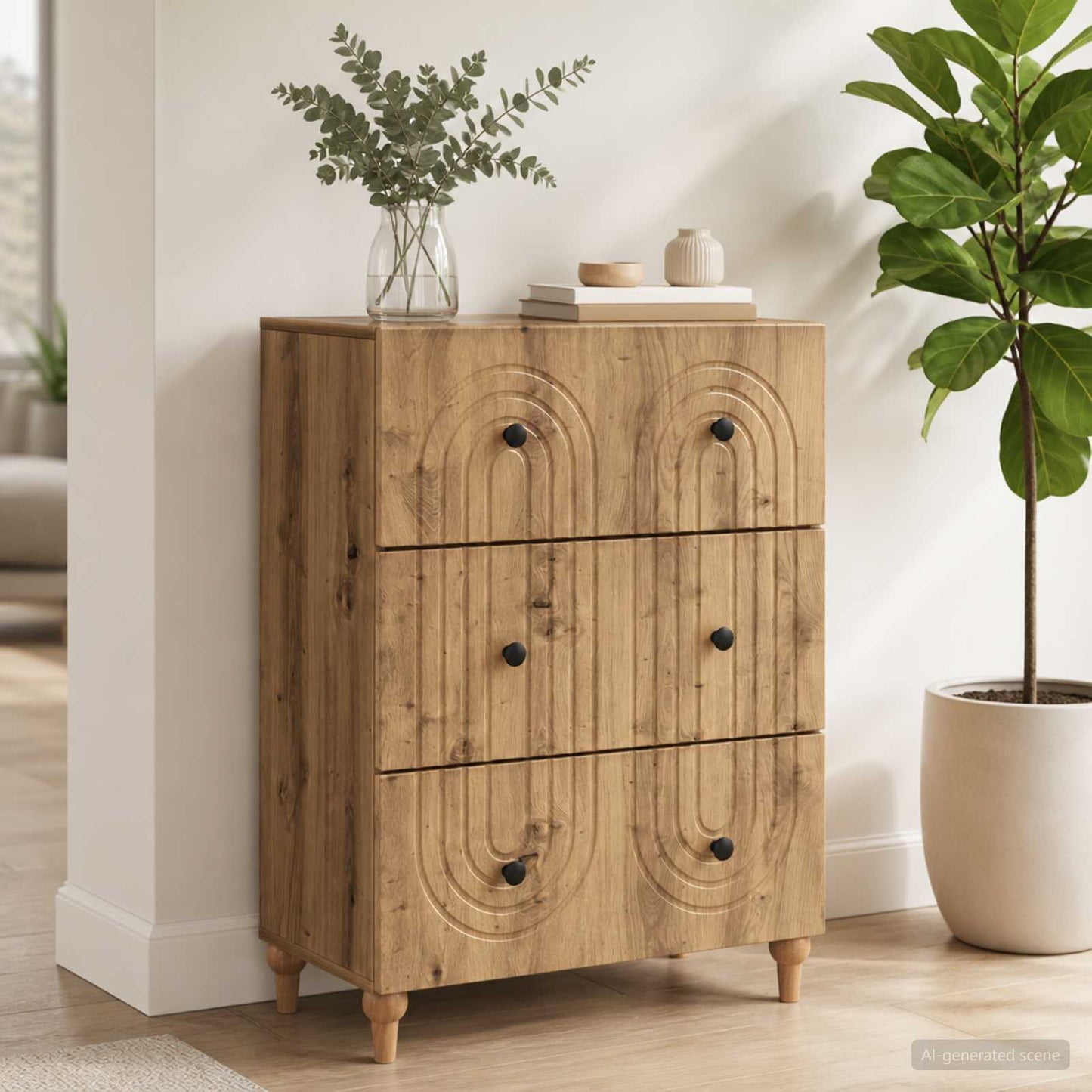 Drawer Cabinet Artisan Oak 66 x 34.5 x 90 cm Engineered Wood