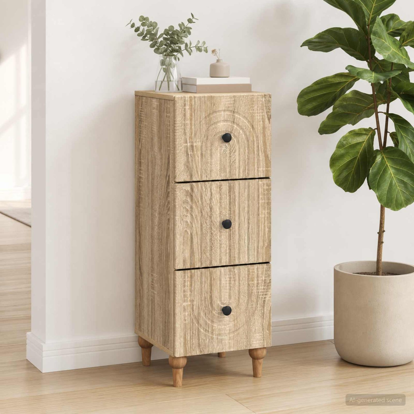 Drawer Cabinet Sonoma Oak 33 x 34.5 x 90 cm Engineered Wood