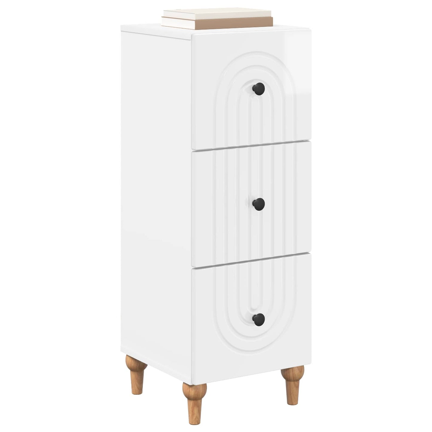 Drawer Cabinet High Gloss White 33 x 34.5 x 90 cm