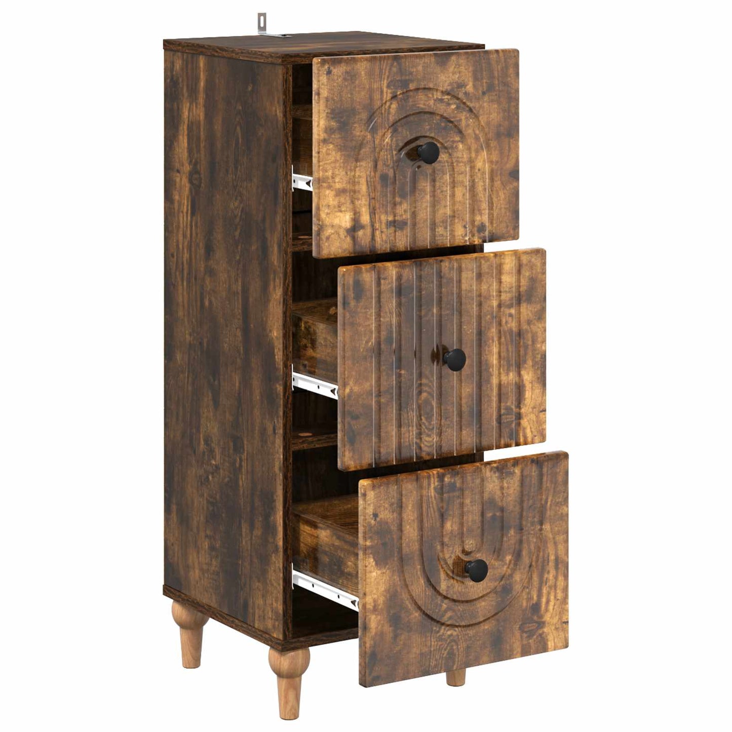 Drawer Cabinet Smoked Oak 33 x 34.5 x 90 cm Engineered Wood