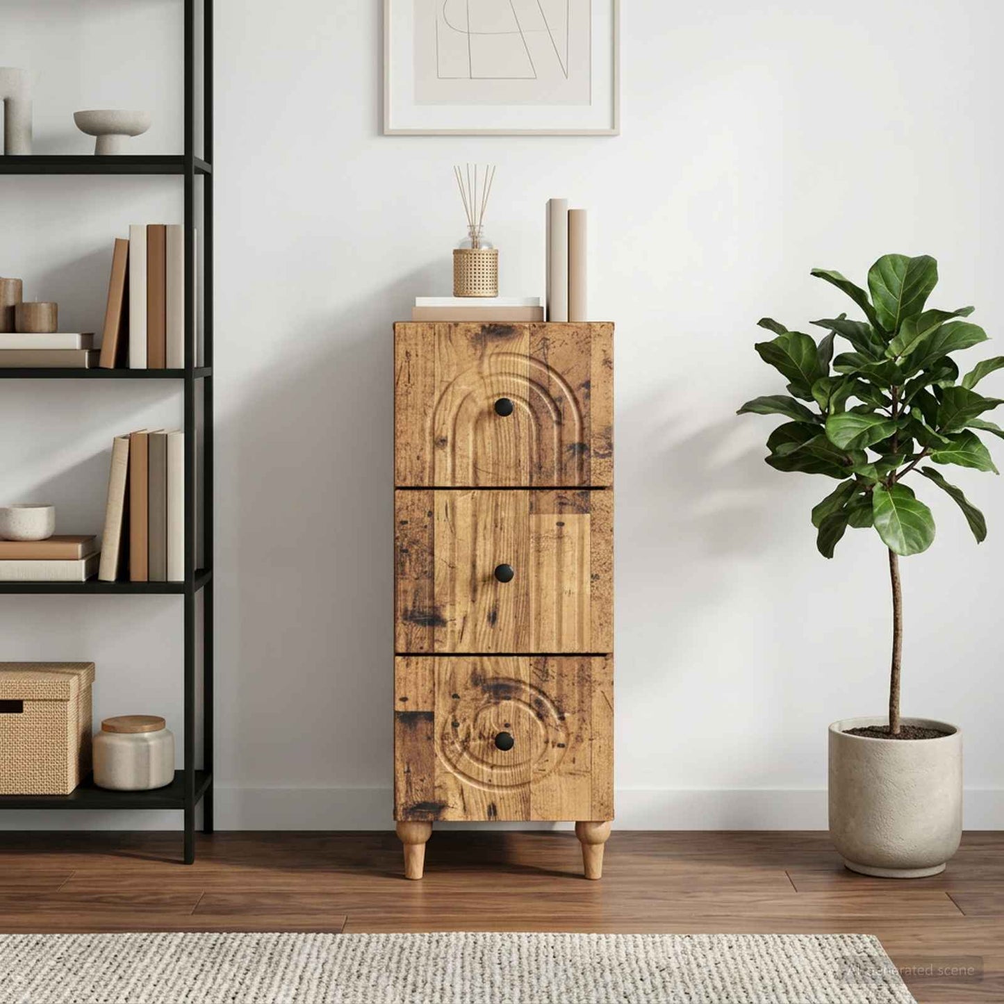 Drawer Cabinet Old Wood 33 x 34.5 x 90 cm Engineered Wood