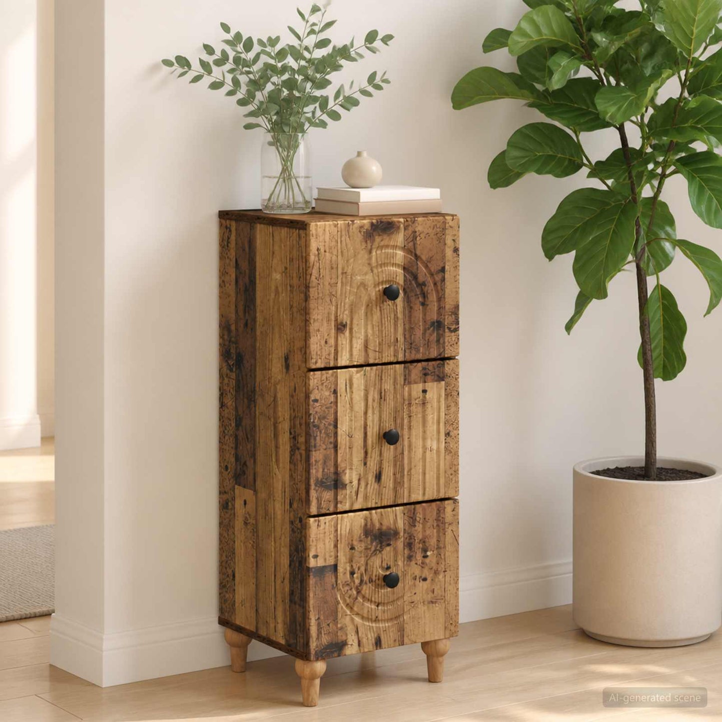 Drawer Cabinet Old Wood 33 x 34.5 x 90 cm Engineered Wood