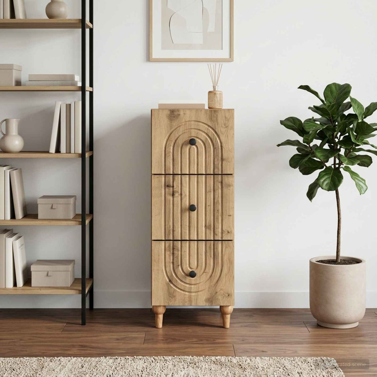 Drawer Cabinet Artisan Oak 33 x 34.5 x 90 cm Engineered Wood