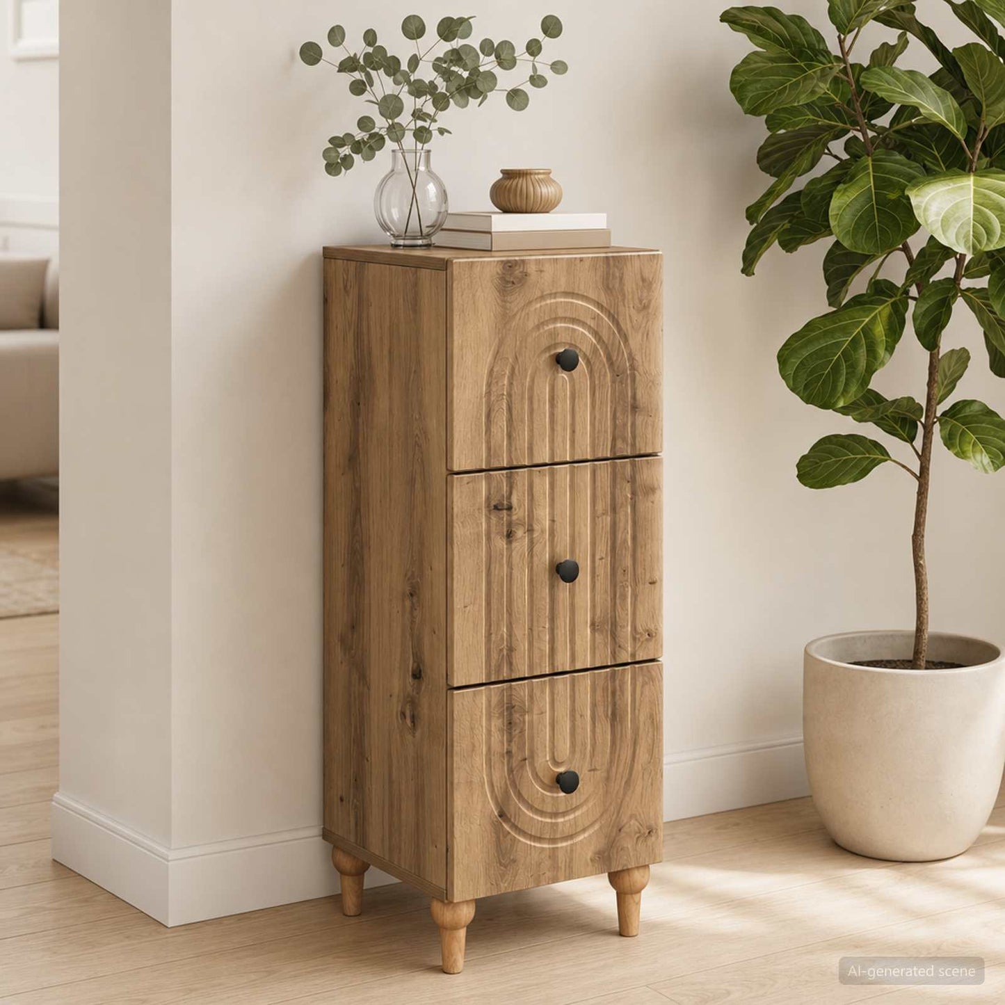 Drawer Cabinet Artisan Oak 33 x 34.5 x 90 cm Engineered Wood