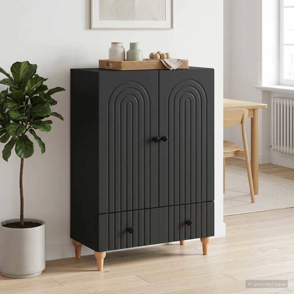 Sideboard with Drawer Black 66 x 34.5 x 95 cm Engineered Wood