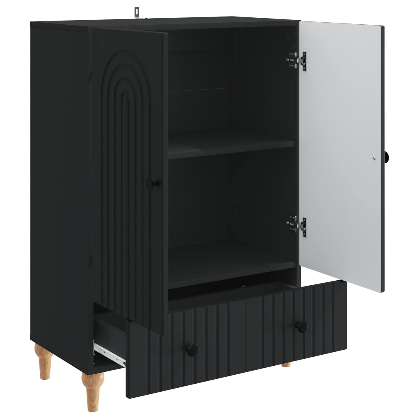 Sideboard with Drawer Black 66 x 34.5 x 95 cm Engineered Wood