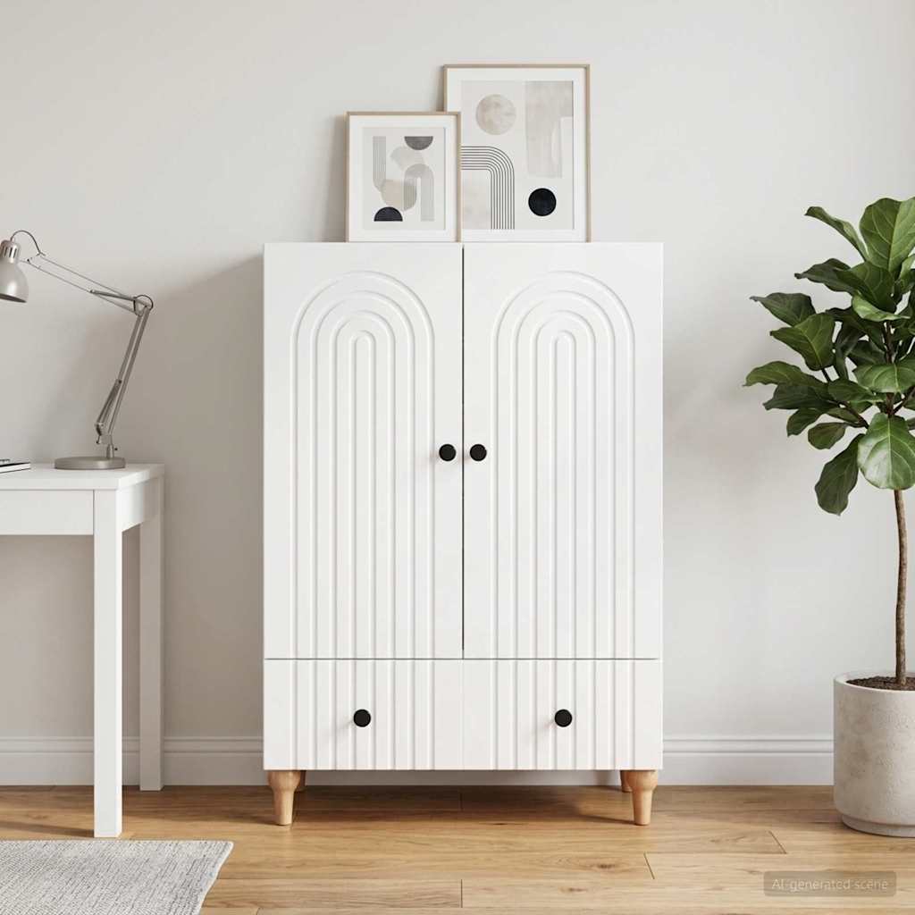 Sideboard High Gloss White 66 x 34.5 x 95 cm Engineered Wood