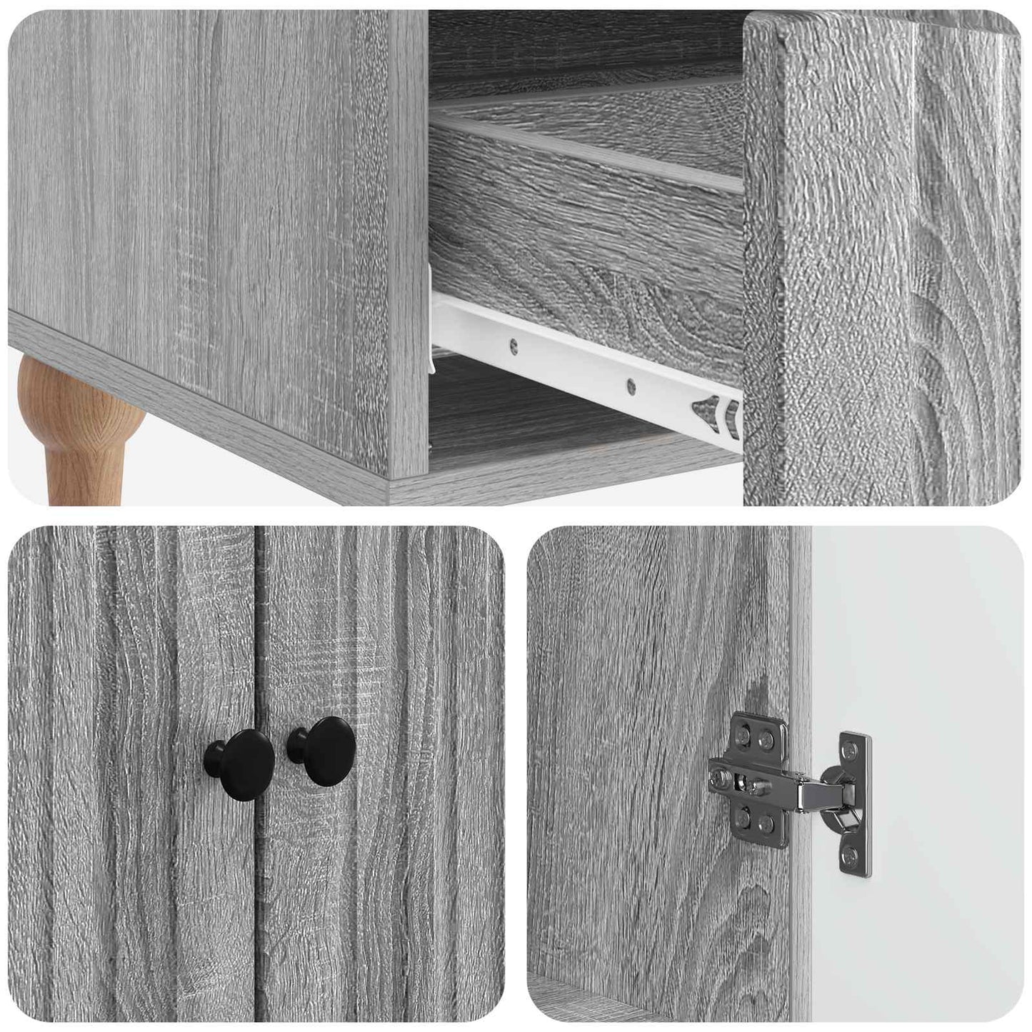 Sideboard Grey Sonoma 66 x 34.5 x 95 cm Engineered Wood