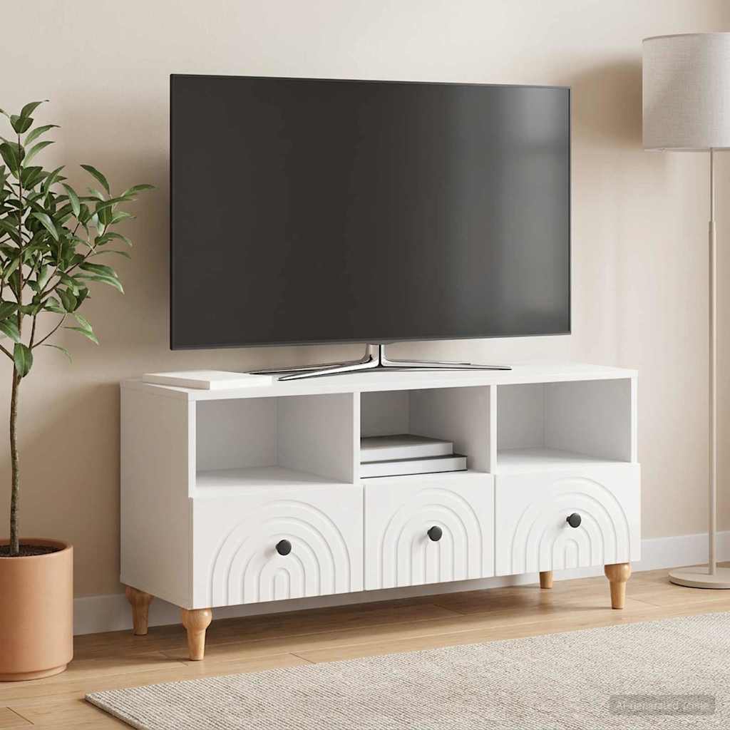 TV Cabinet High Gloss White 102 x 34.5 x 50 cm Engineered Wood
