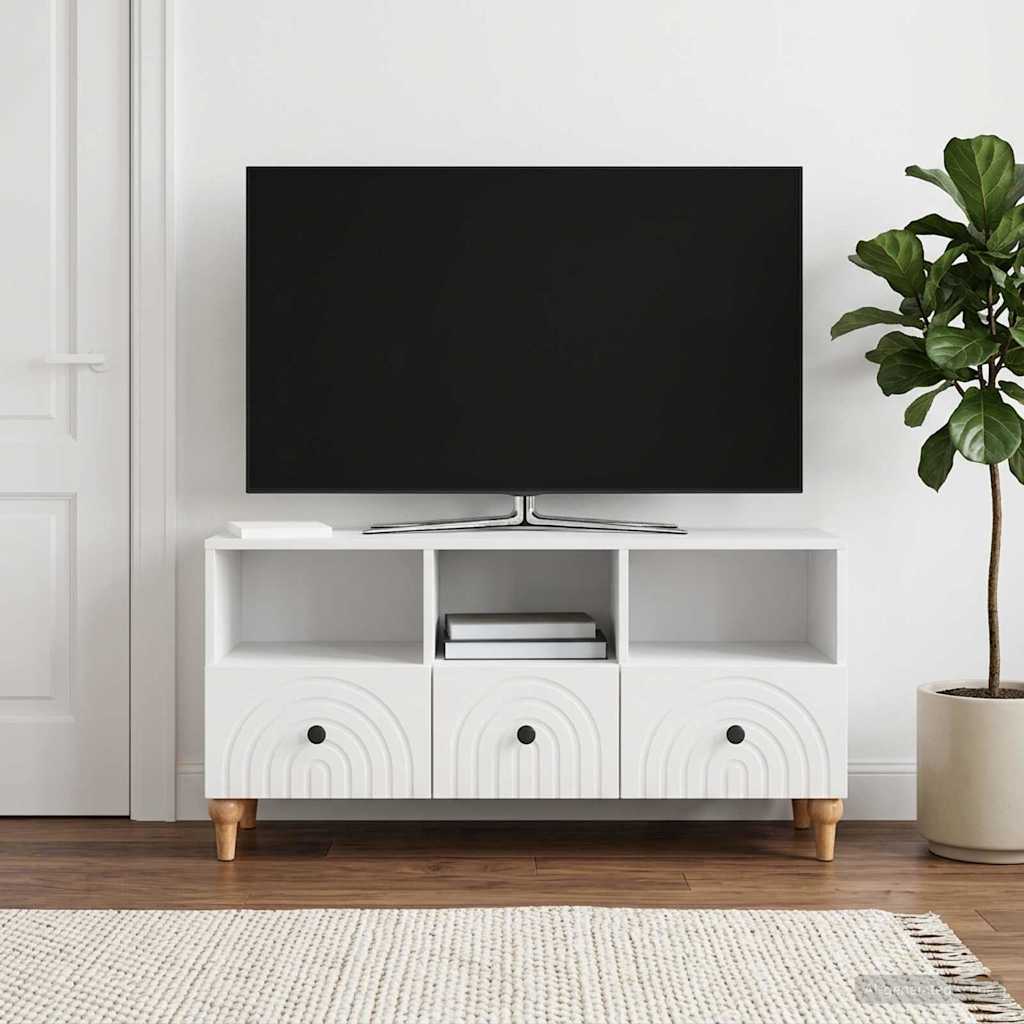 TV Cabinet 102 x 34.5 x 50 cm High Gloss White Engineered Wood