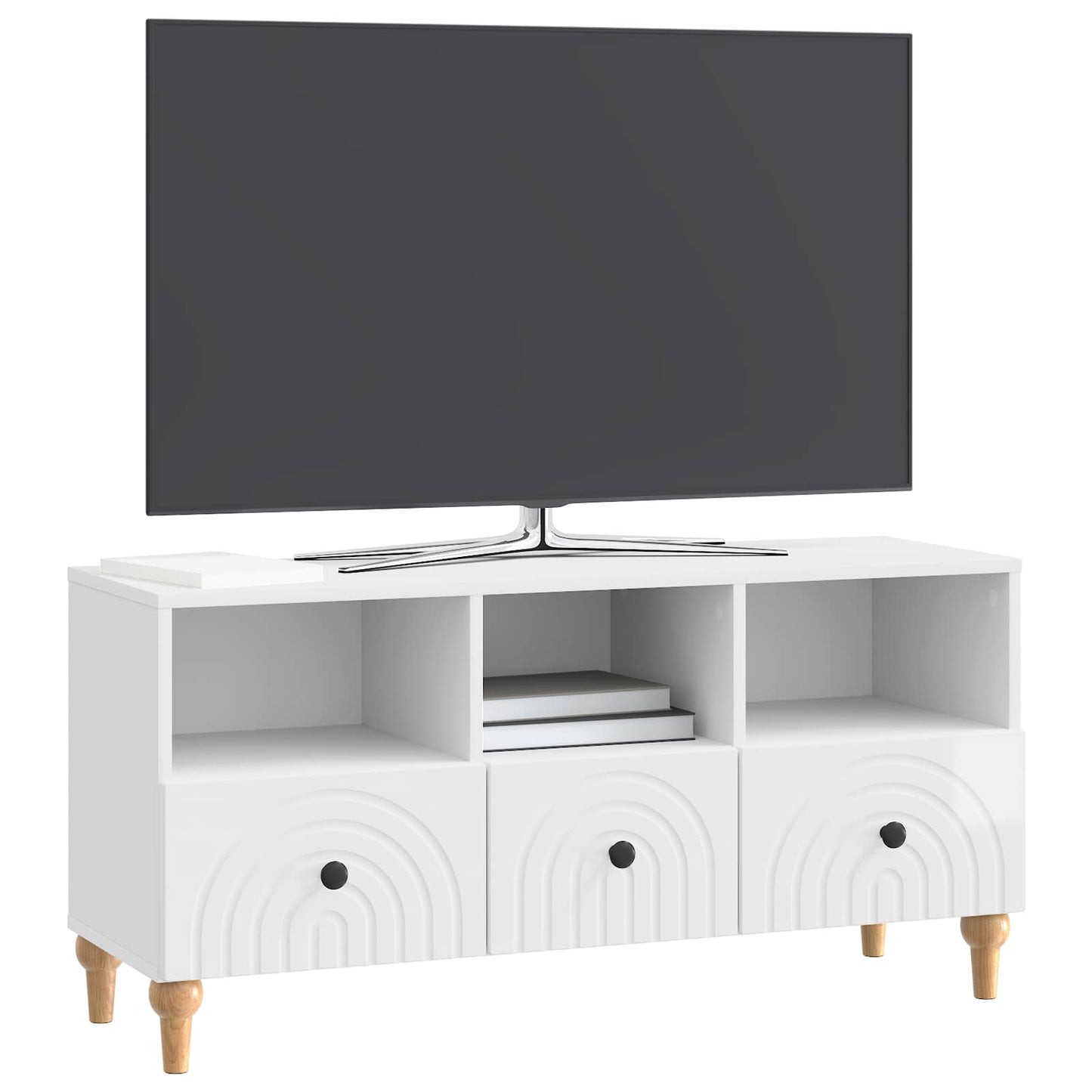TV Cabinet High Gloss White 102 x 34.5 x 50 cm Engineered Wood