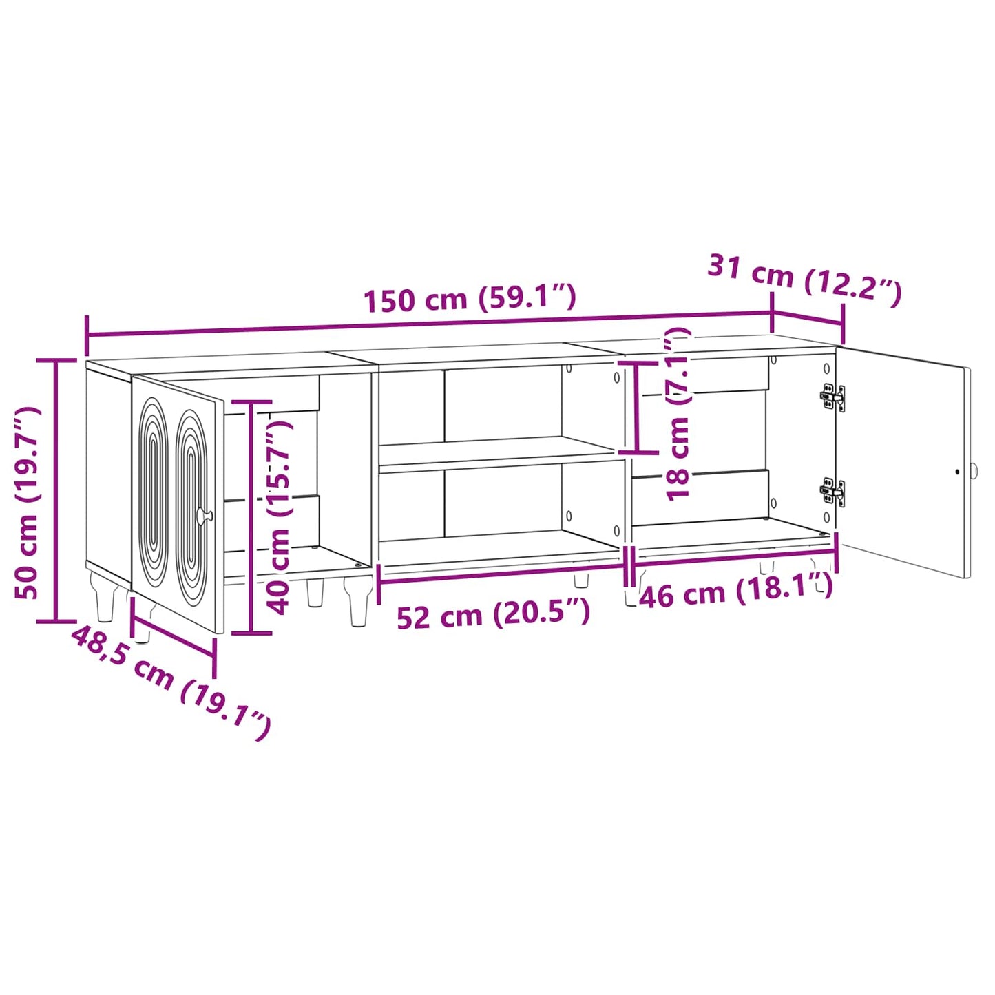 TV Cabinet 150 x 31 x 50 cm Grey Sonoma Engineered Wood