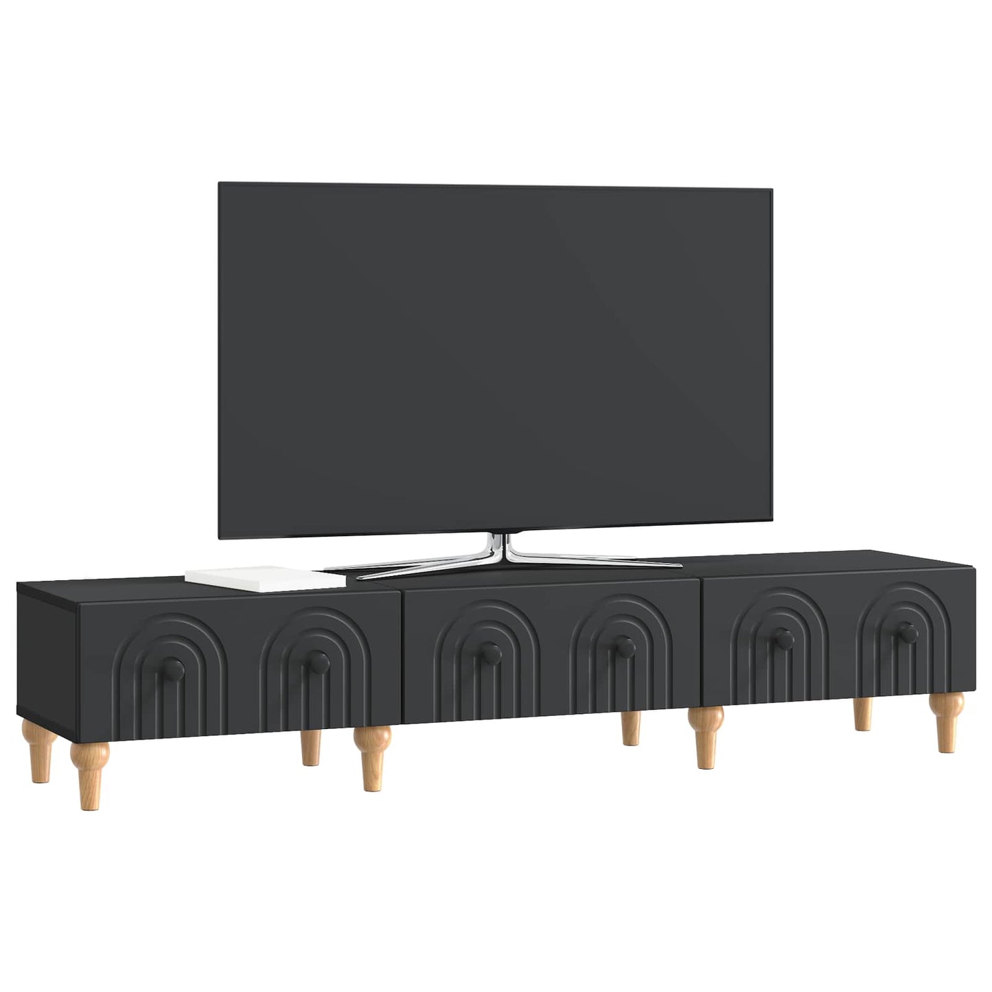 TV Cabinet with Drawer Black 147 x 34.5 x 30 cm Engineered Wood