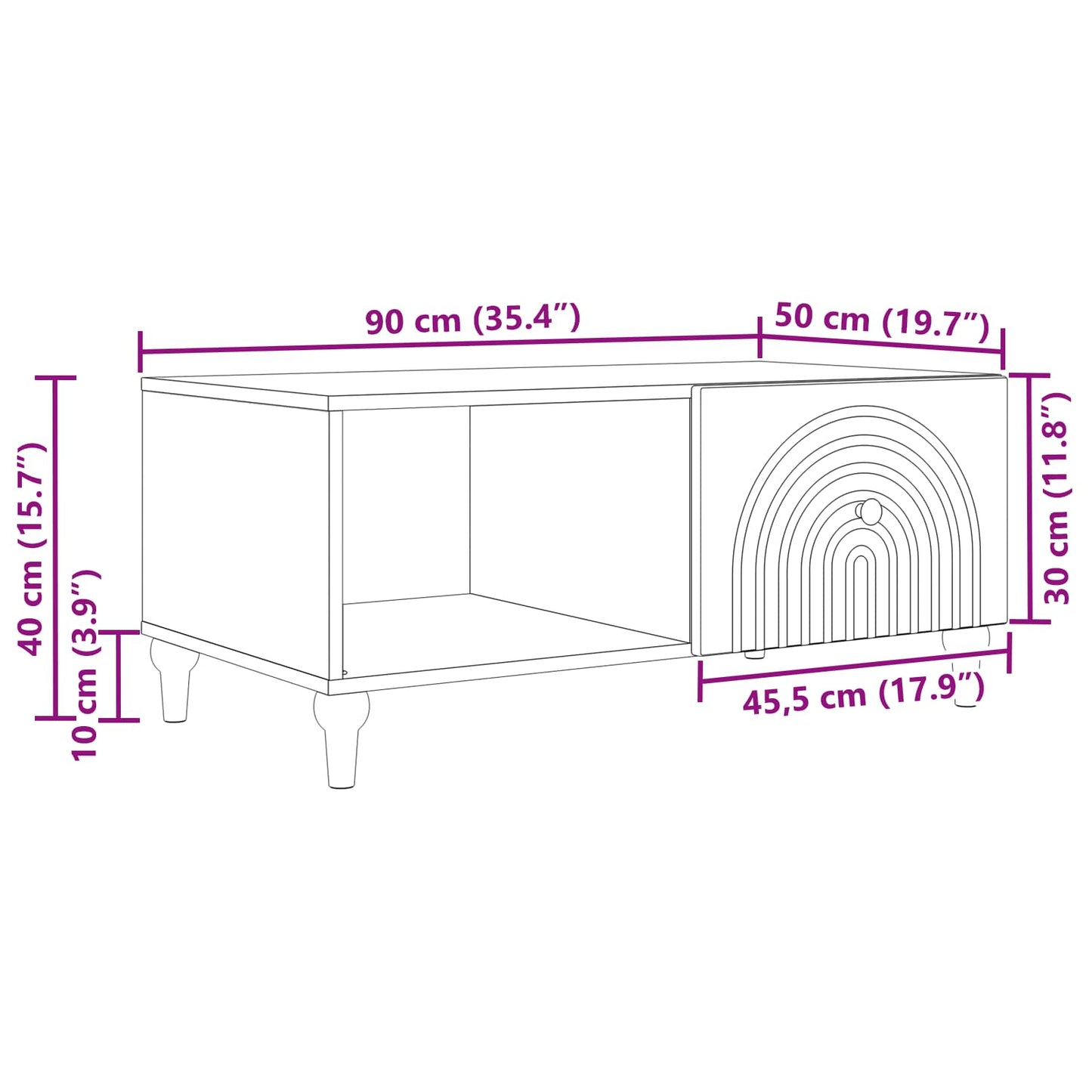 Coffee Table Grey Sonoma 90 x 50 x 40 cm Engineered Wood