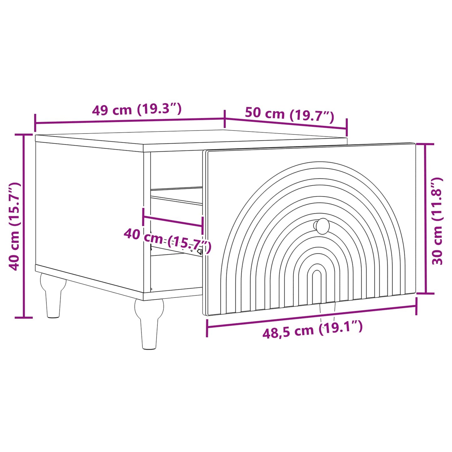 Coffee Table Concrete Grey 49 x 50 x 40 cm Engineered Wood