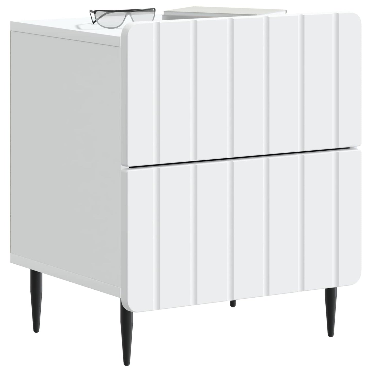 Bedside Cabinet White 43 x 34.5 x 49.5 cm Engineered Wood