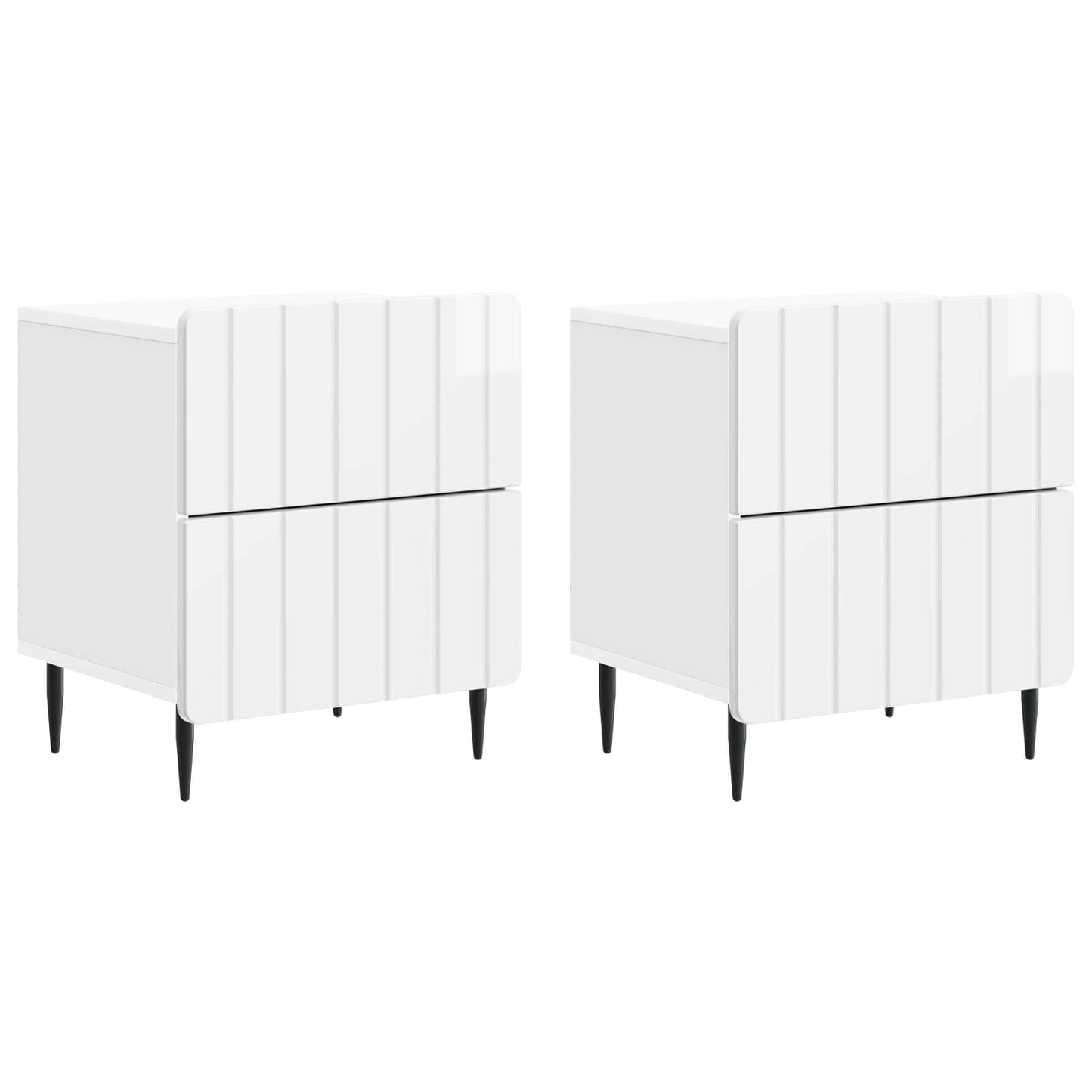 Bedside Cabinet 2 pcs High Gloss White 43 x 34.5 x 49.5 cm