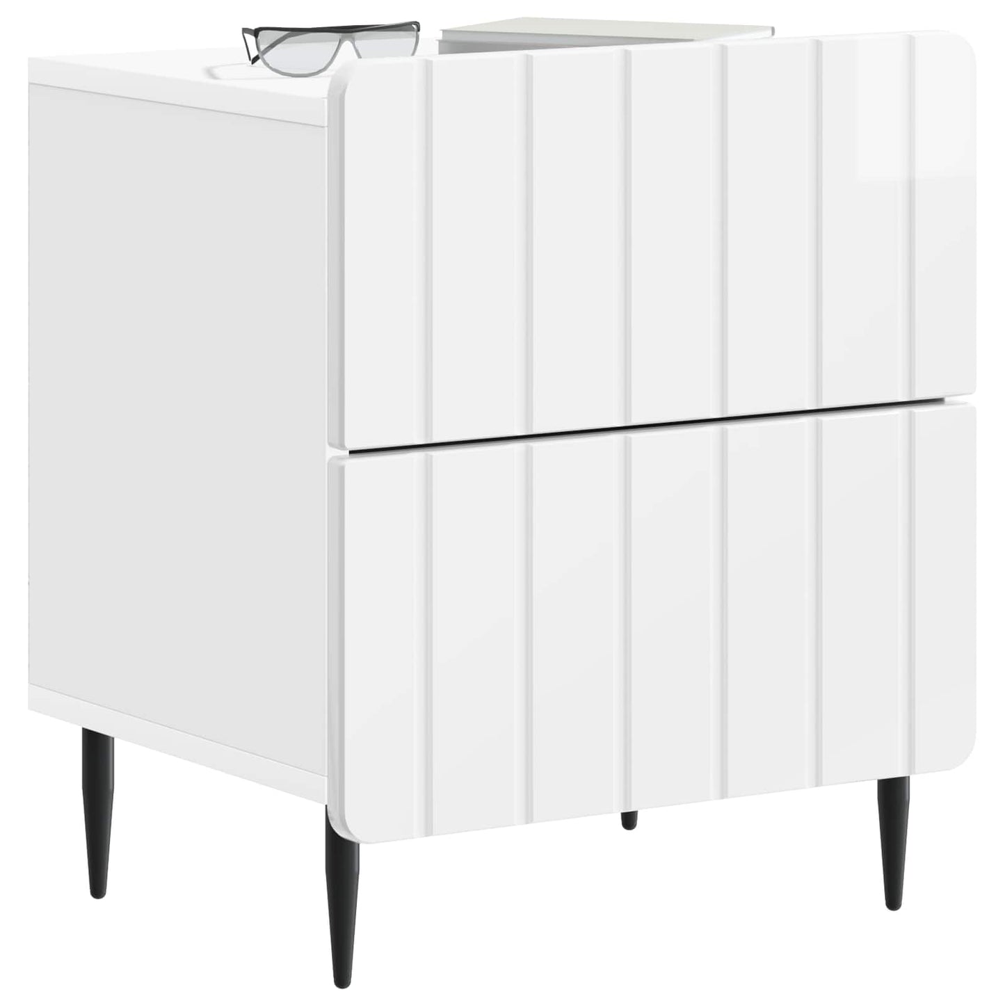 Bedside Cabinet 2 pcs High Gloss White 43 x 34.5 x 49.5 cm