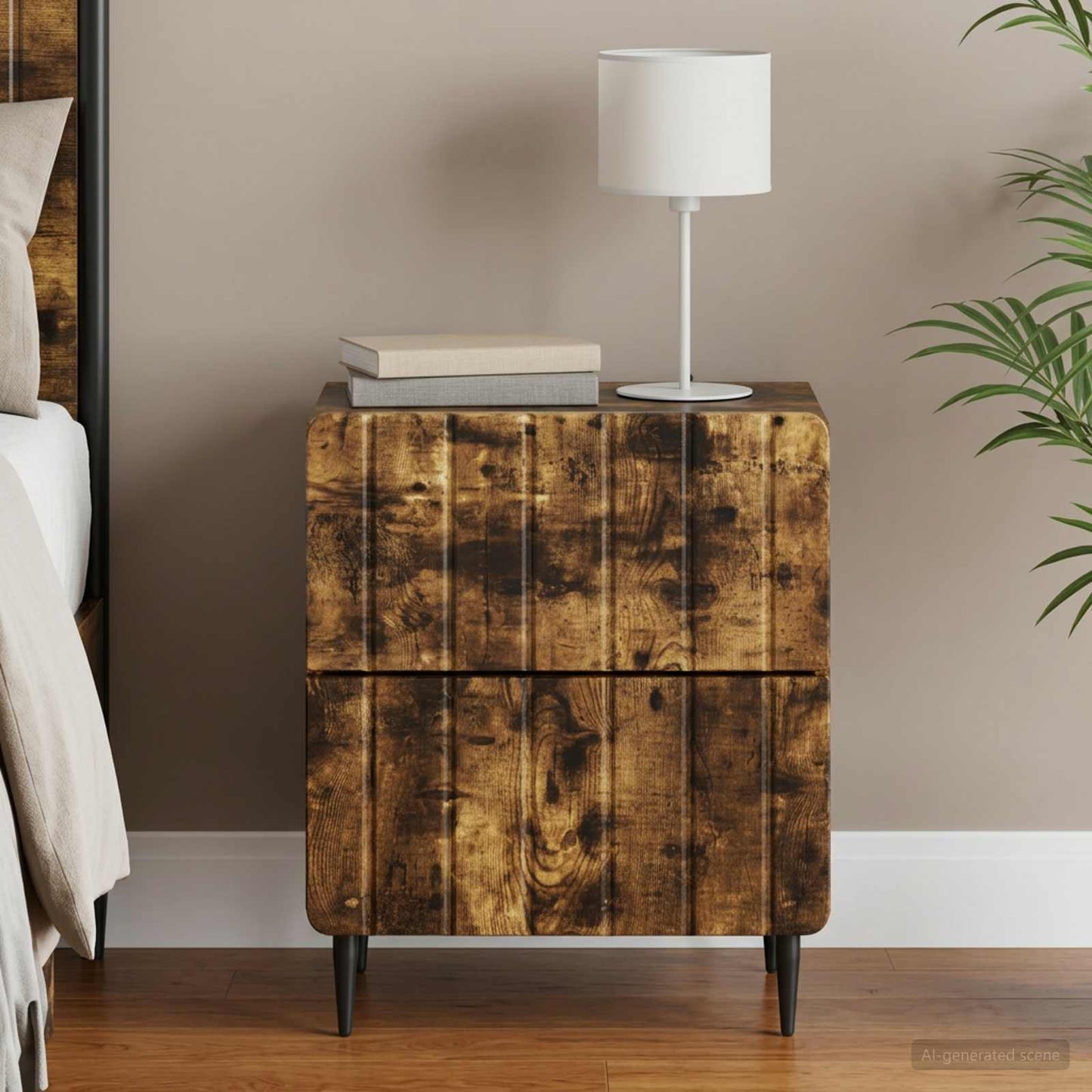 Bedside Cabinet Smoked Oak 43 x 34.5 x 49.5 cm Engineered Wood