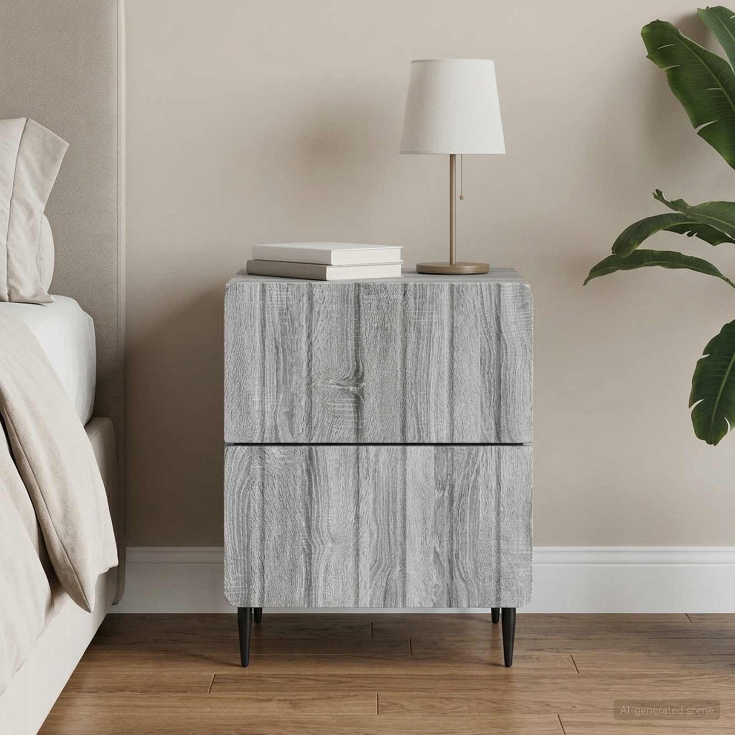 Bedside Cabinet Grey Sonoma 43 x 34.5 x 49.5 cm Engineered Wood