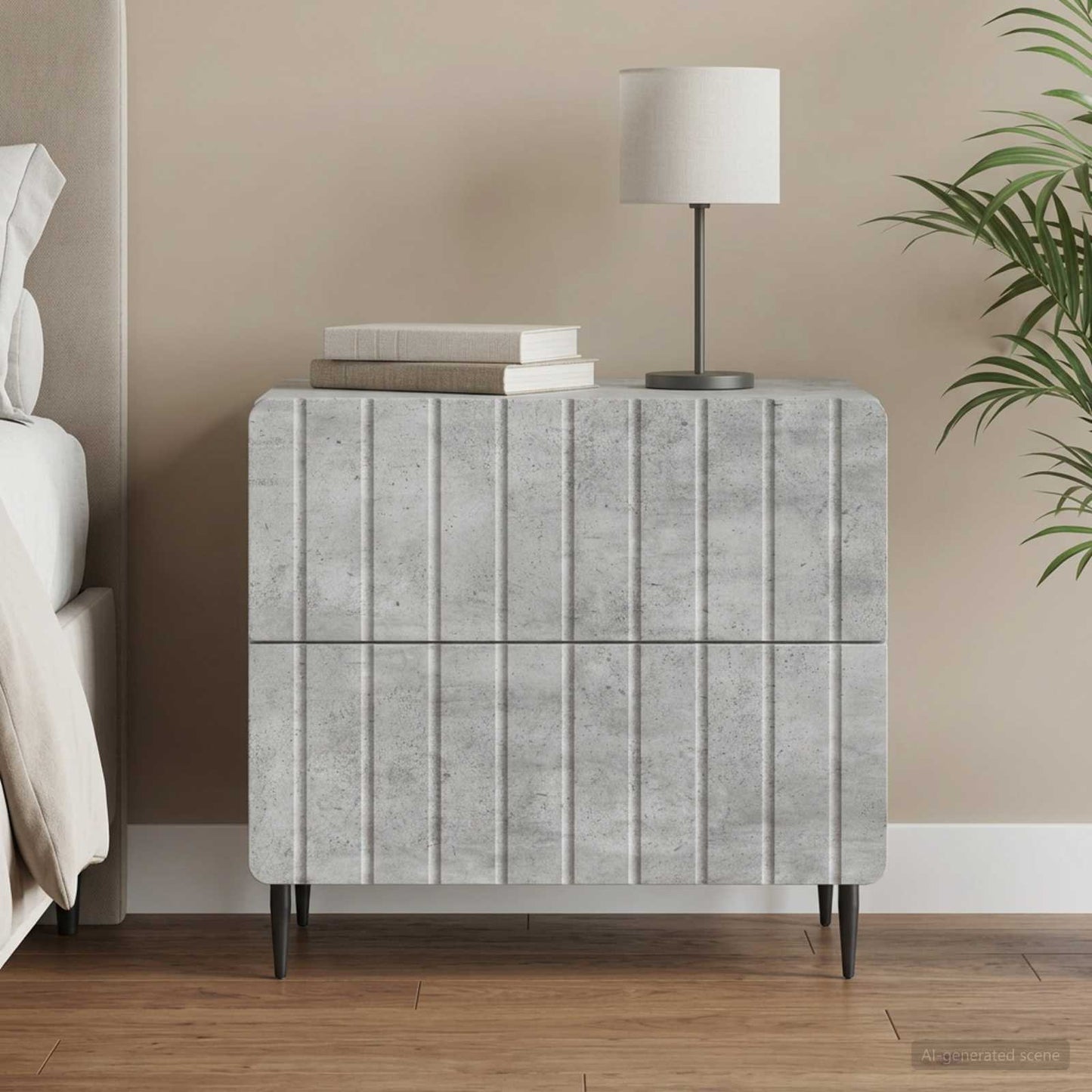 Bedside Cabinet with Drawer Concrete Grey 62 x 34.5 x 49.5 cm