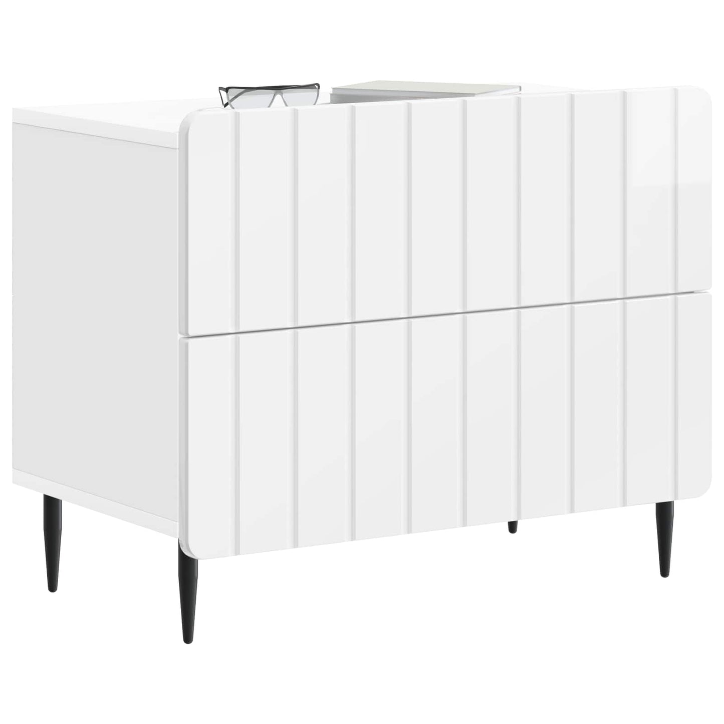 Bedside Cabinet High Gloss White 62 x 34.5 x 49.5 cm