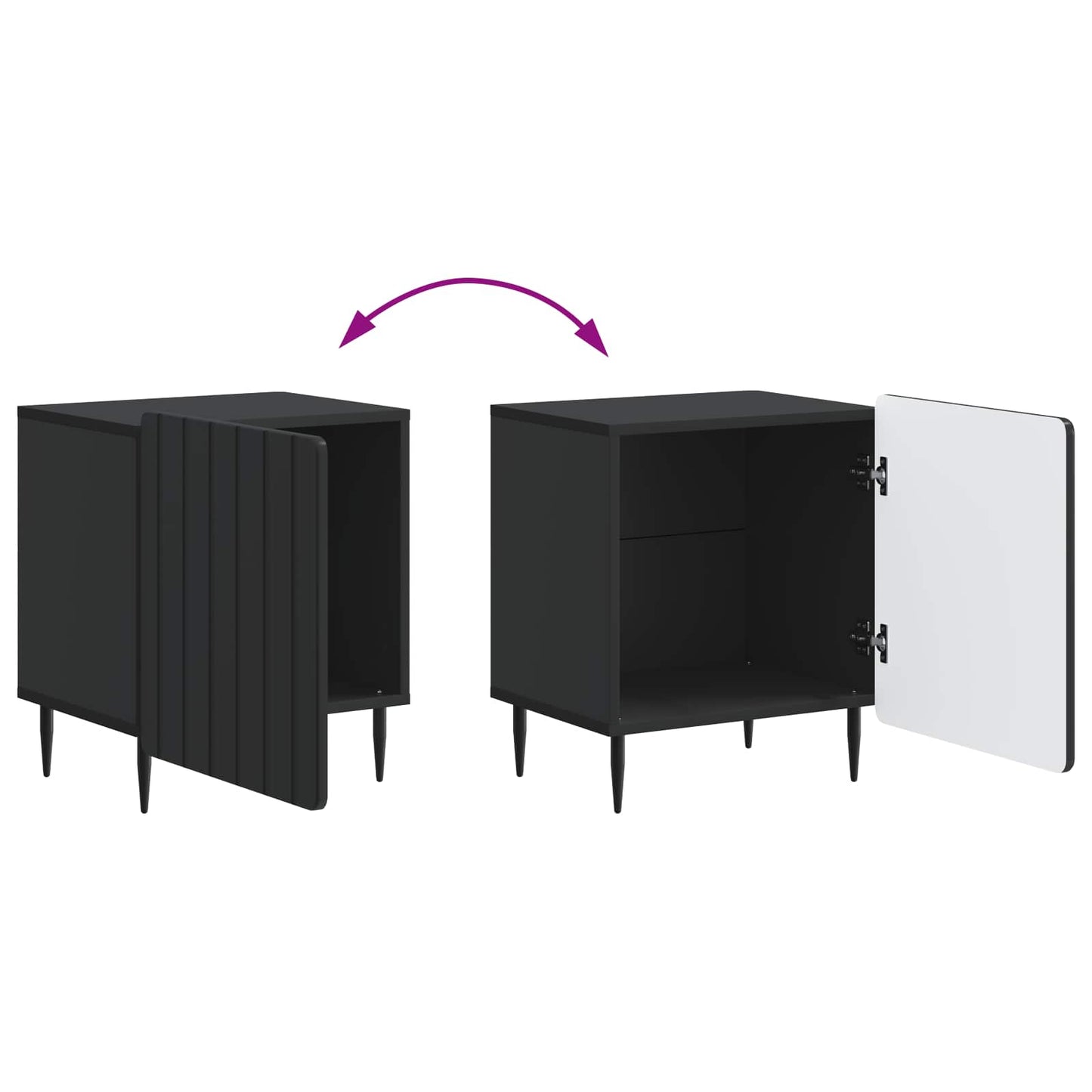 Bedside Cabinet 2 pcs Black 43 x 34.5 x 52 cm Engineered Wood