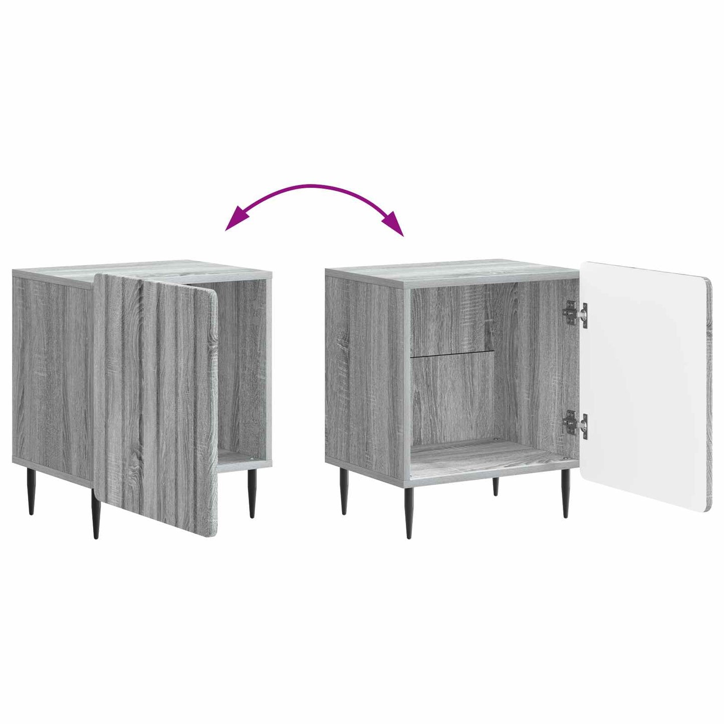 Bedside Cabinet Grey Sonoma 43 x 34.5 x 52 cm Engineered Wood