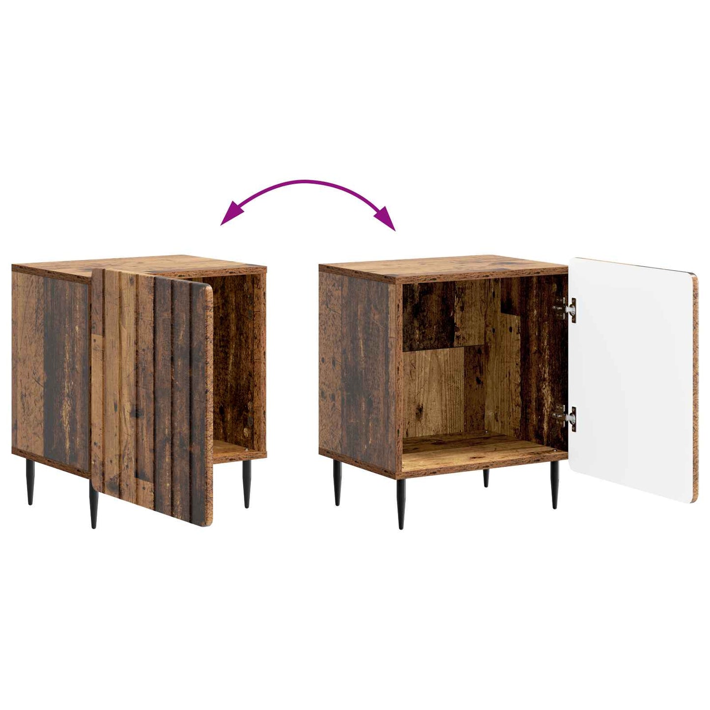 Bedside Cabinet 2 pcs Old Wood 43 x 34.5 x 52 cm
