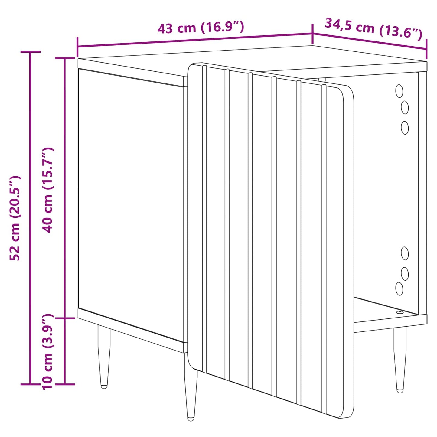 Bedside Cabinet 2 pcs Old Wood 43 x 34.5 x 52 cm