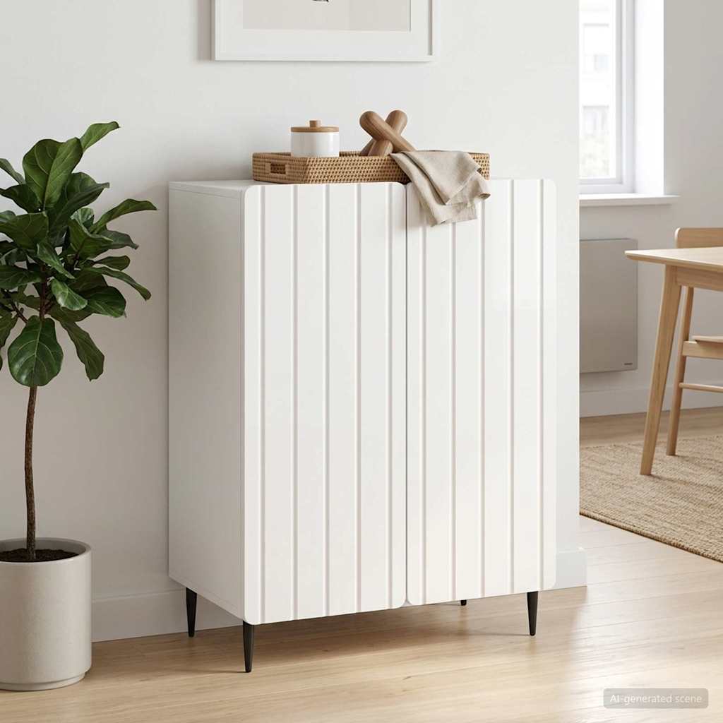 Sideboard High Gloss White 66 x 34.5 x 92 cm Engineered Wood