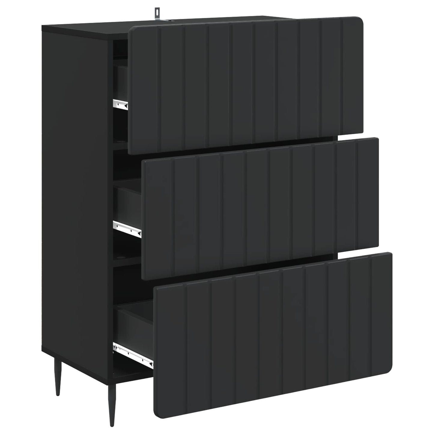 Drawer Cabinet Black 66 x 34.5 x 92 cm Engineered Wood