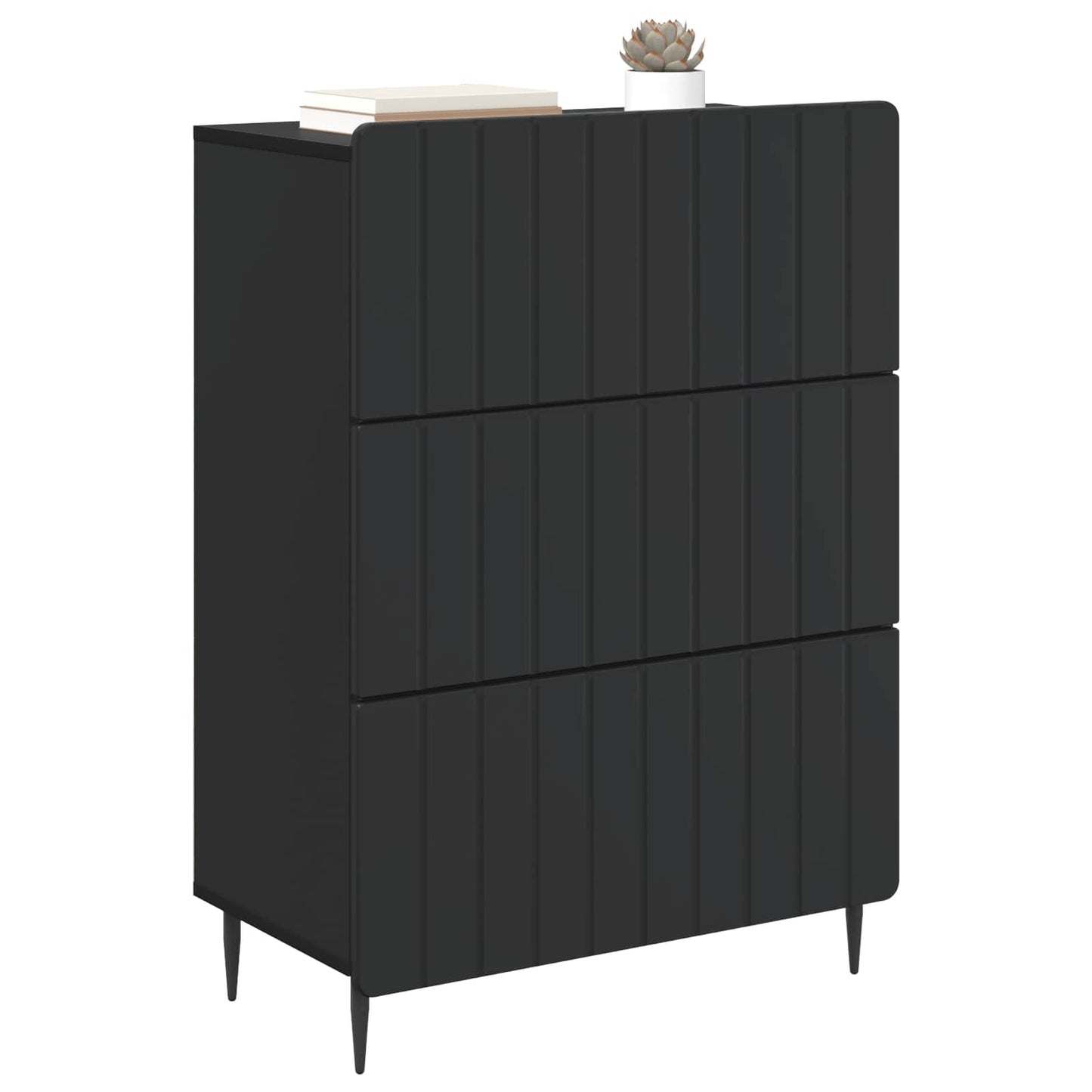Drawer Cabinet Black 66 x 34.5 x 92 cm Engineered Wood