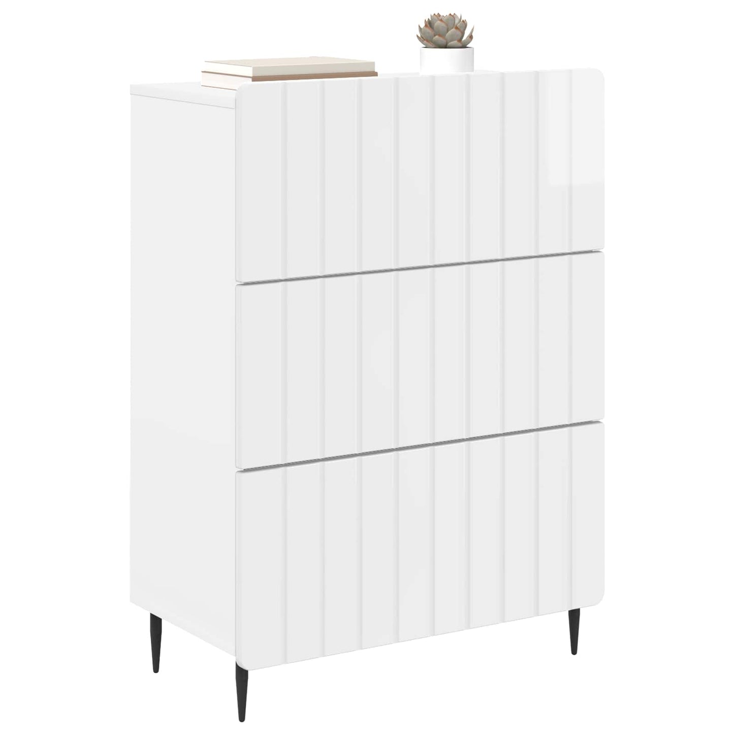 Drawer Cabinet High Gloss White 66 x 34.5 x 92 cm