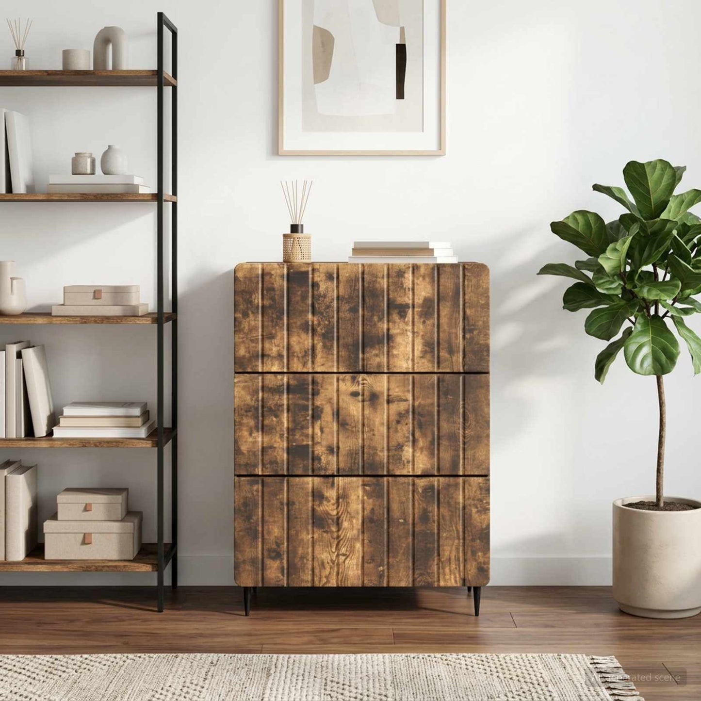 Drawer Cabinet Smoked Oak 66 x 34.5 x 92 cm Engineered Wood