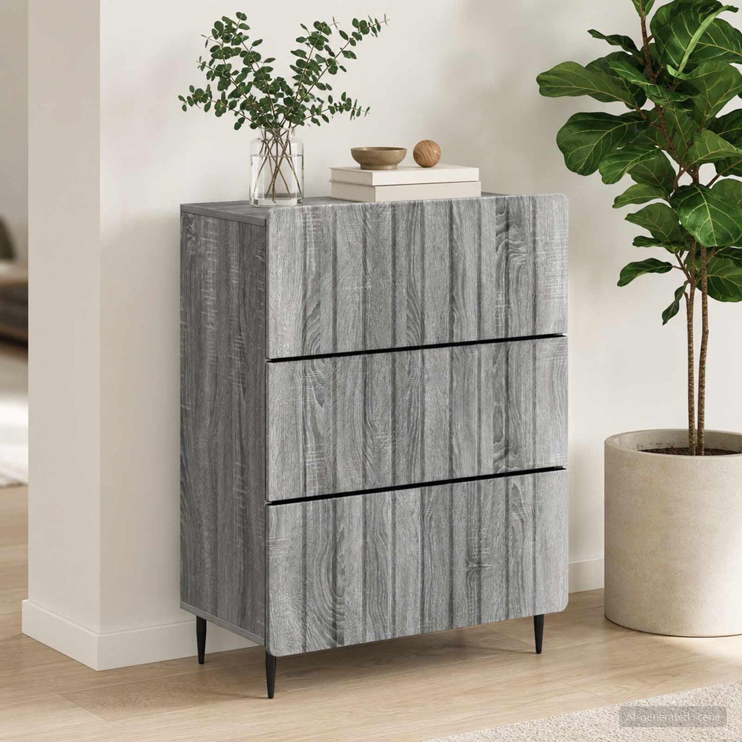 Drawer Cabinet Grey Sonoma 66 x 34.5 x 92 cm Engineered Wood