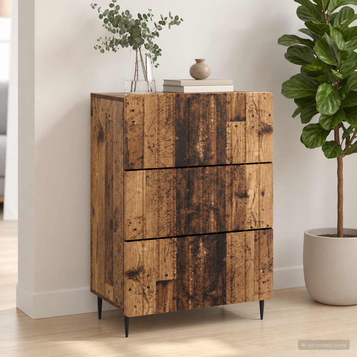 Drawer Cabinet Old Wood 66 x 34.5 x 92 cm Engineered Wood