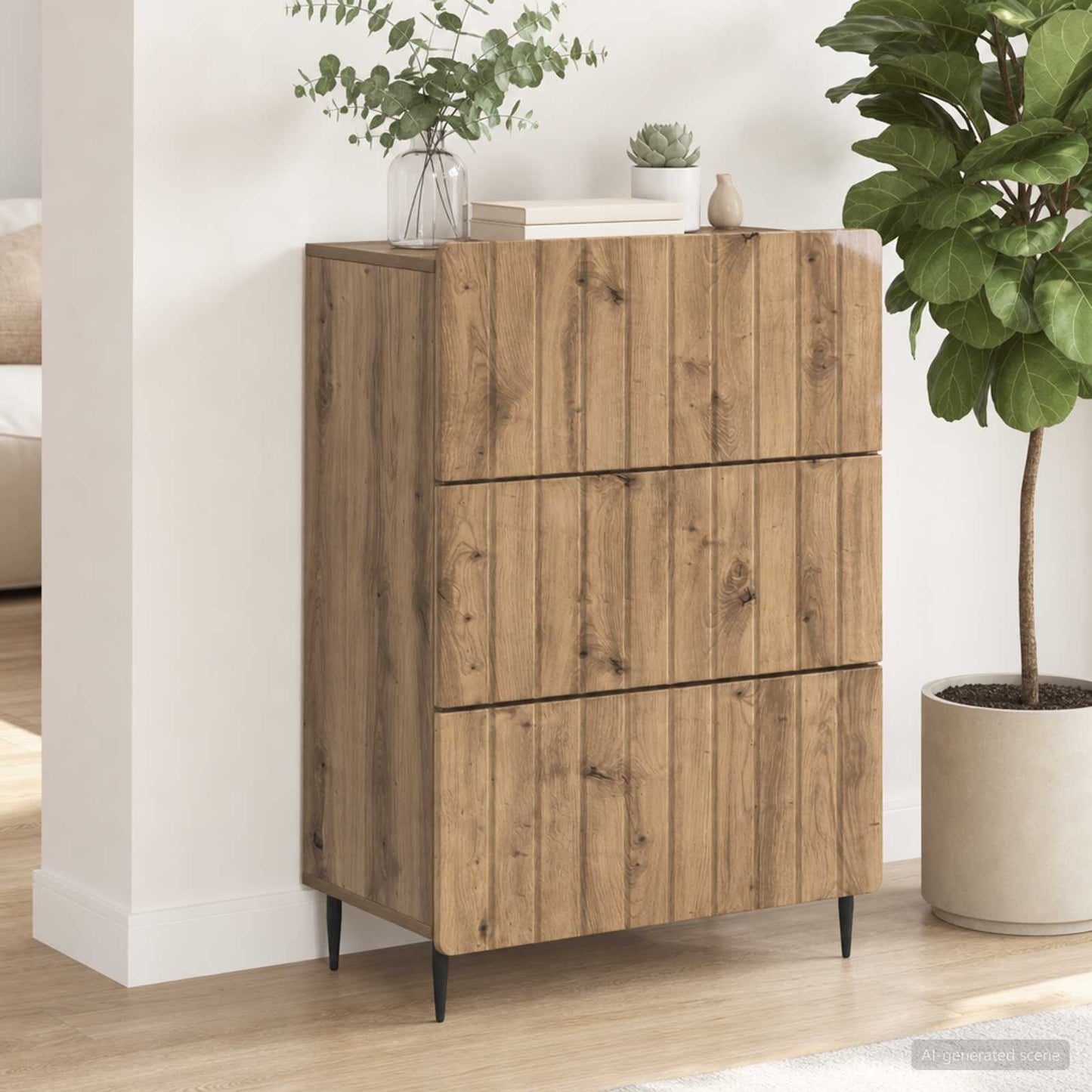 Drawer Cabinet Artisan Oak 66 x 34.5 x 92 cm Engineered Wood