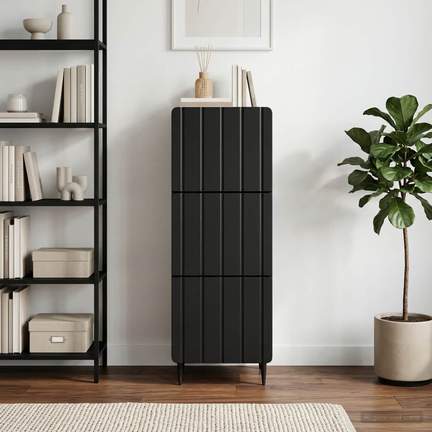 Drawer Cabinet Black 33 x 34.5 x 92 cm Engineered Wood
