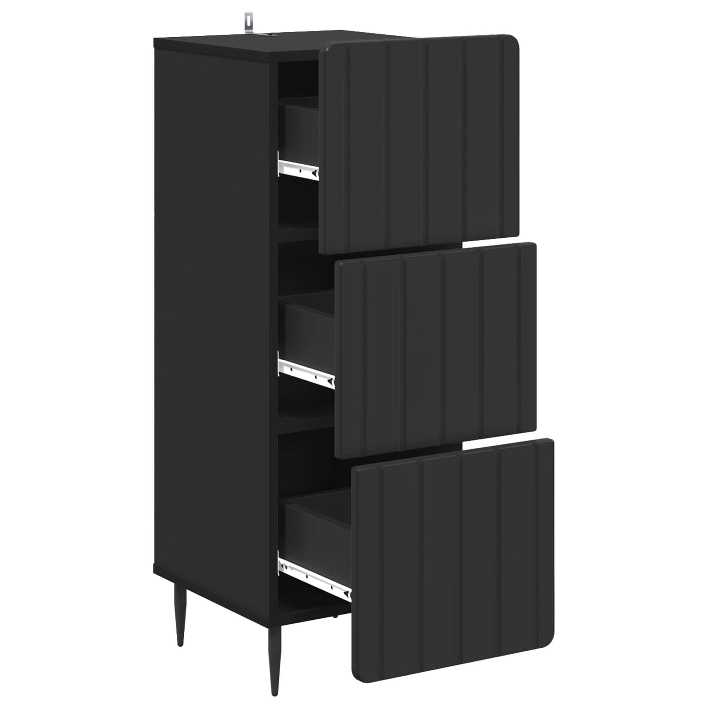 Drawer Cabinet Black 33 x 34.5 x 92 cm Engineered Wood