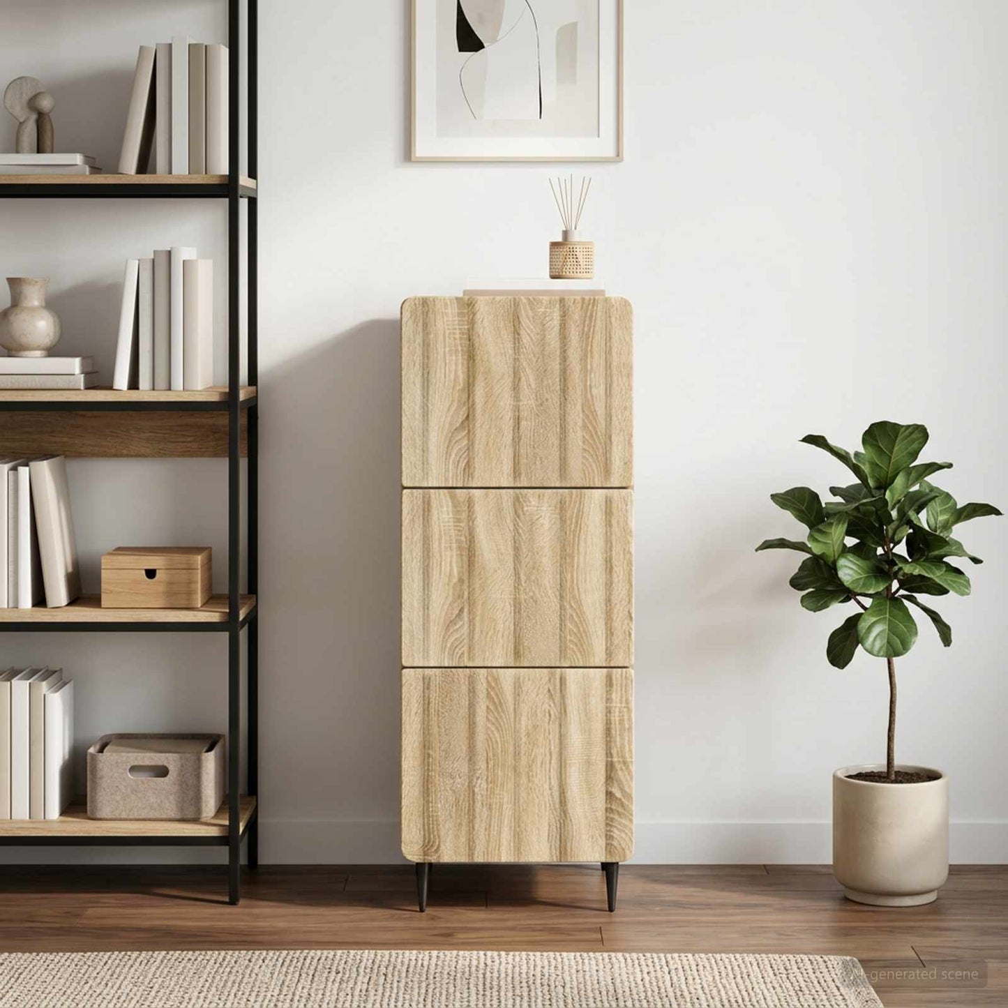 Drawer Cabinet Sonoma Oak 33 x 34.5 x 92 cm Engineered Wood